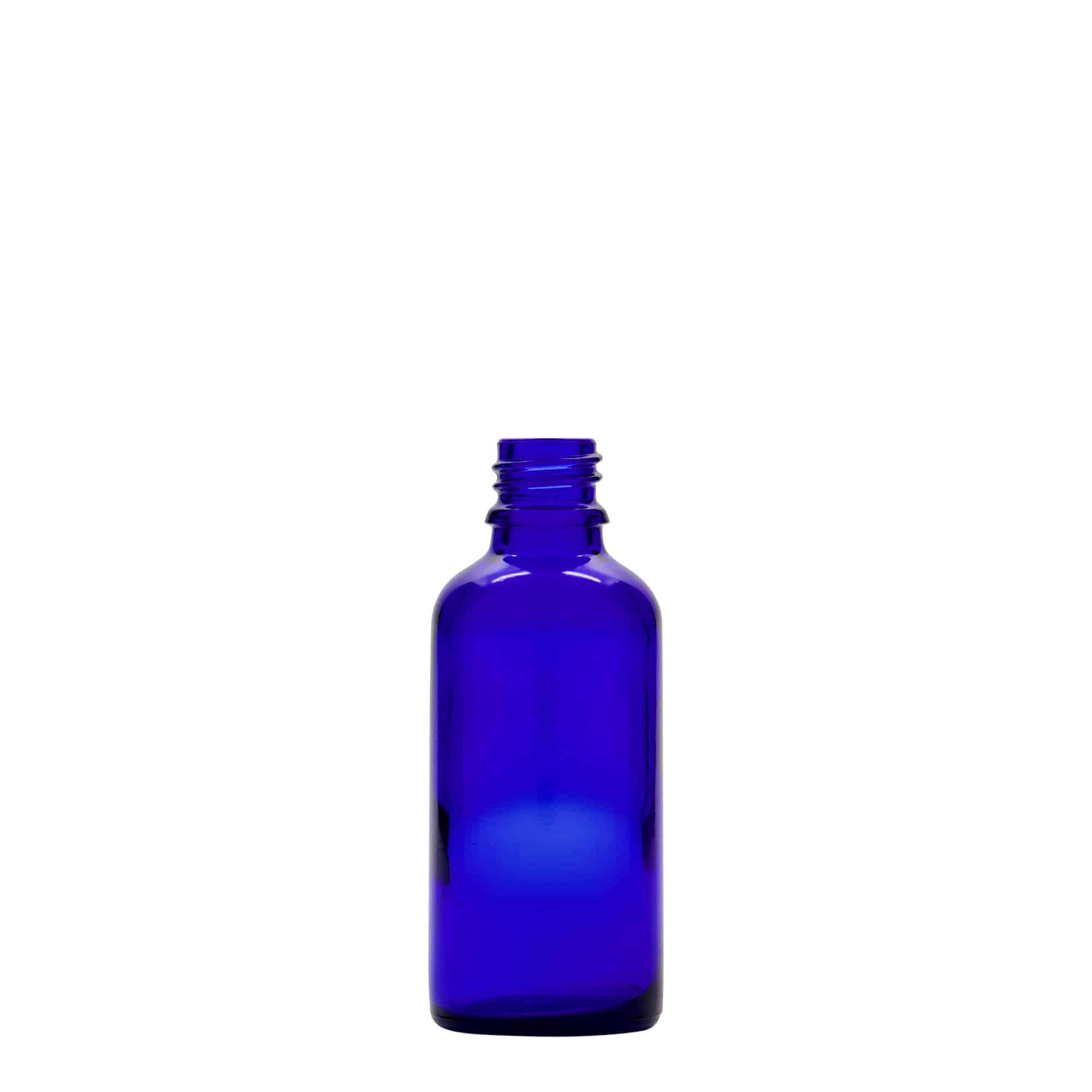 Lahvička na léky s pipetou 50 ml, sklo, královská modř - červená, ústí: DIN 18