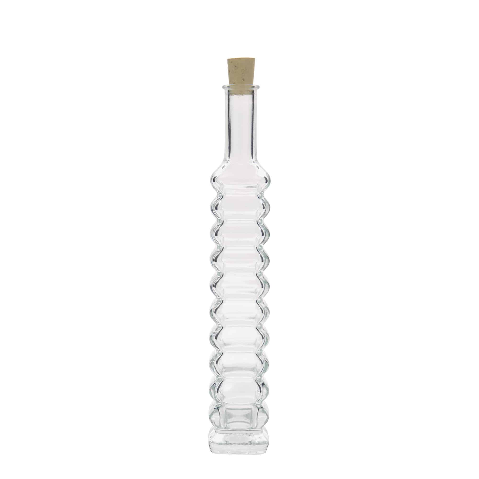 100ml skleněná lahvička „Roma“, čtvercová, hrdlo: korek