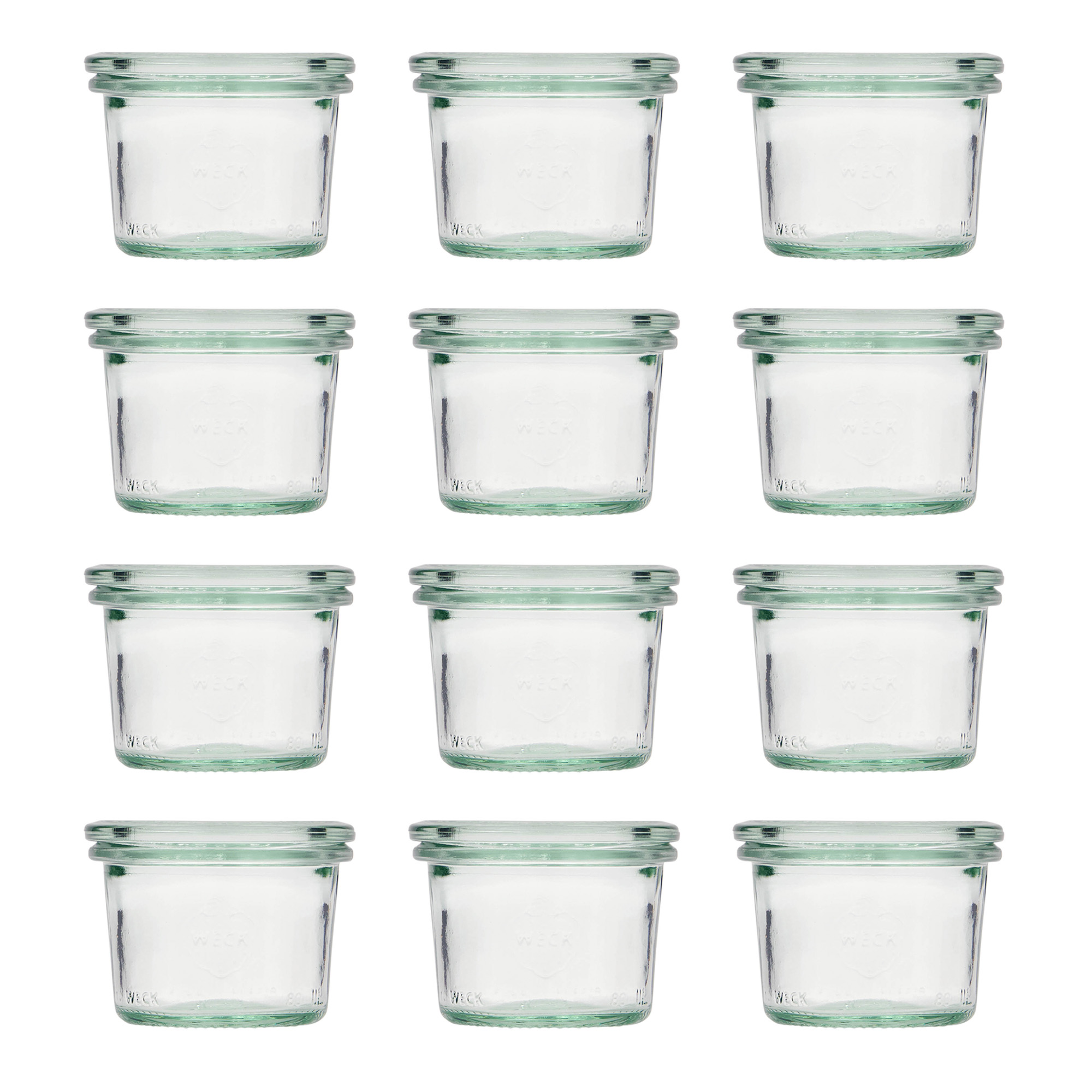 12x 80 ml WECK zavařovací sklenice se skleněným víčkem RR 60
