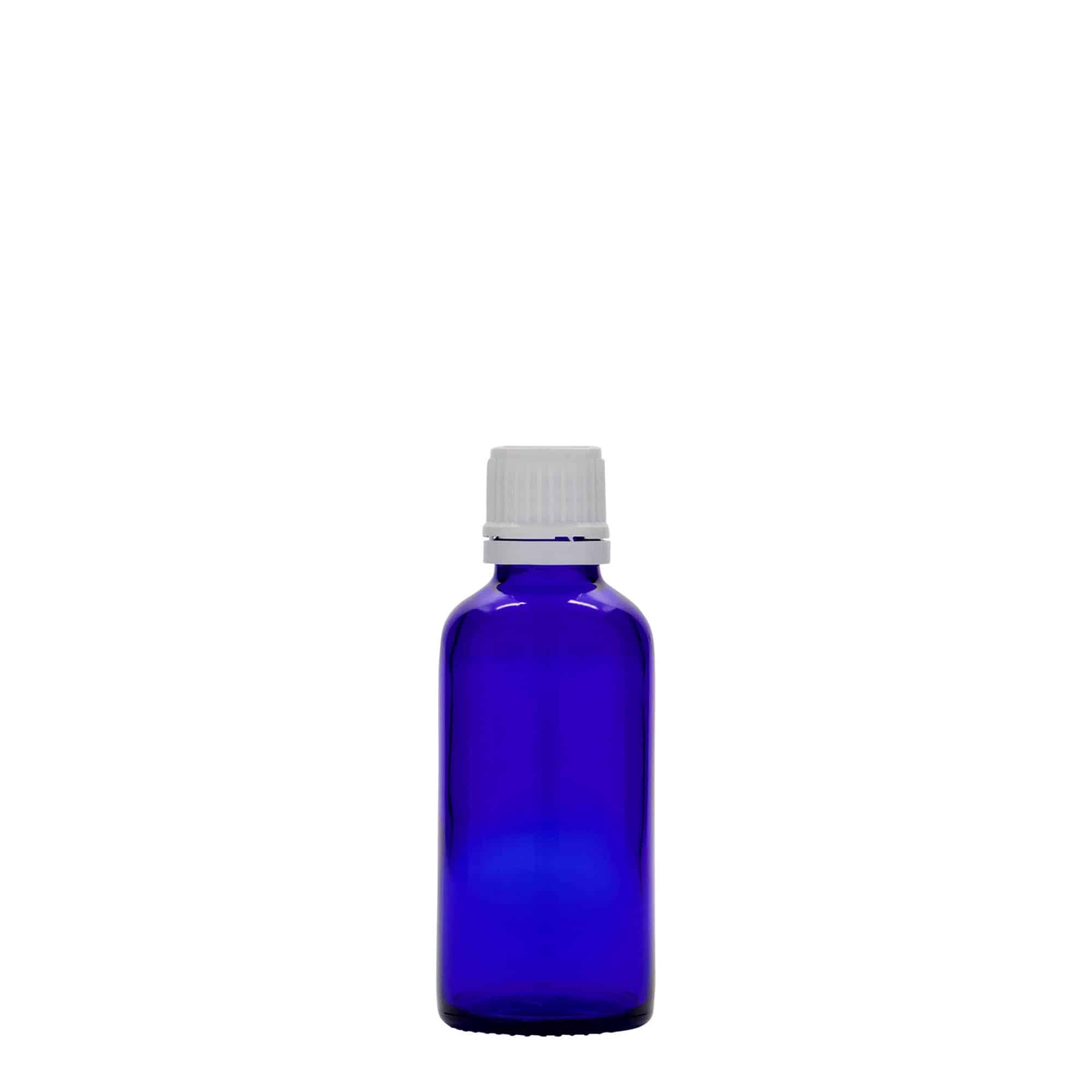 Lékovka 50 ml, sklo, královská modř, ústí: DIN 18