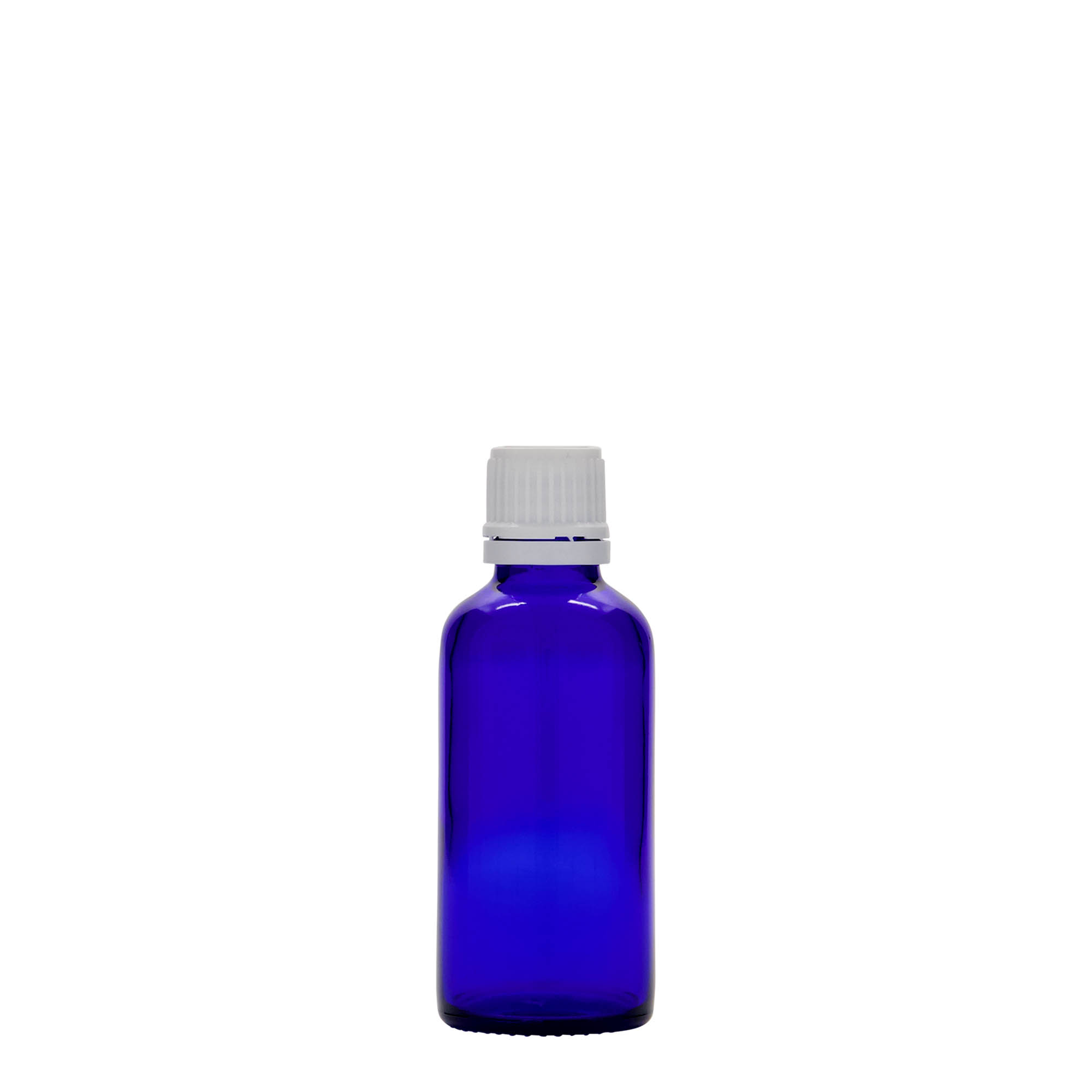 50 ml lékovka, sklo, královská modř, hrdlo: DIN 18 50 ml lékovka, sklo, královská modř, hrdlo: DIN 18