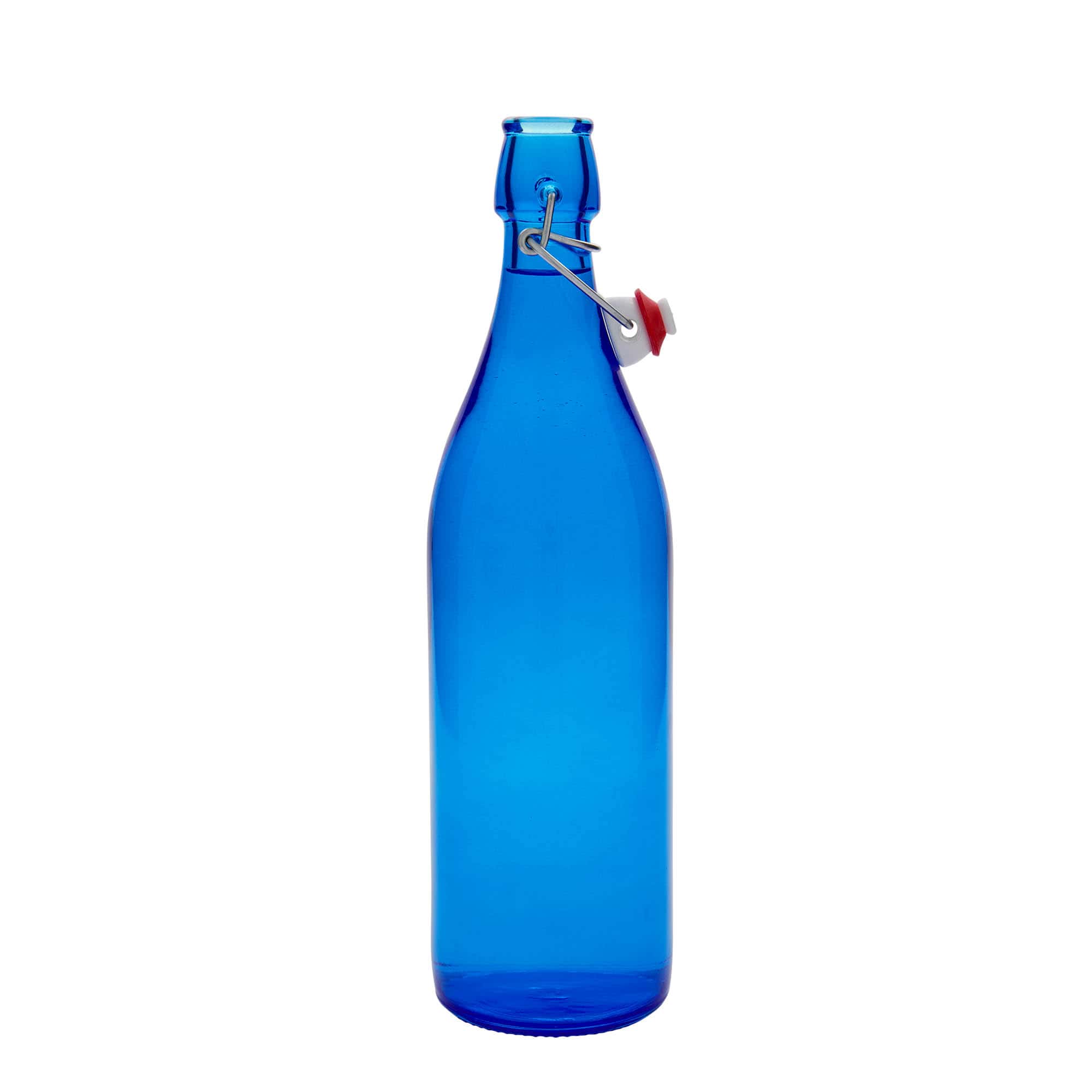 1.000 ml skleněná láhev 'Giara', modrá, hrdlo: uzávěr s pákou
