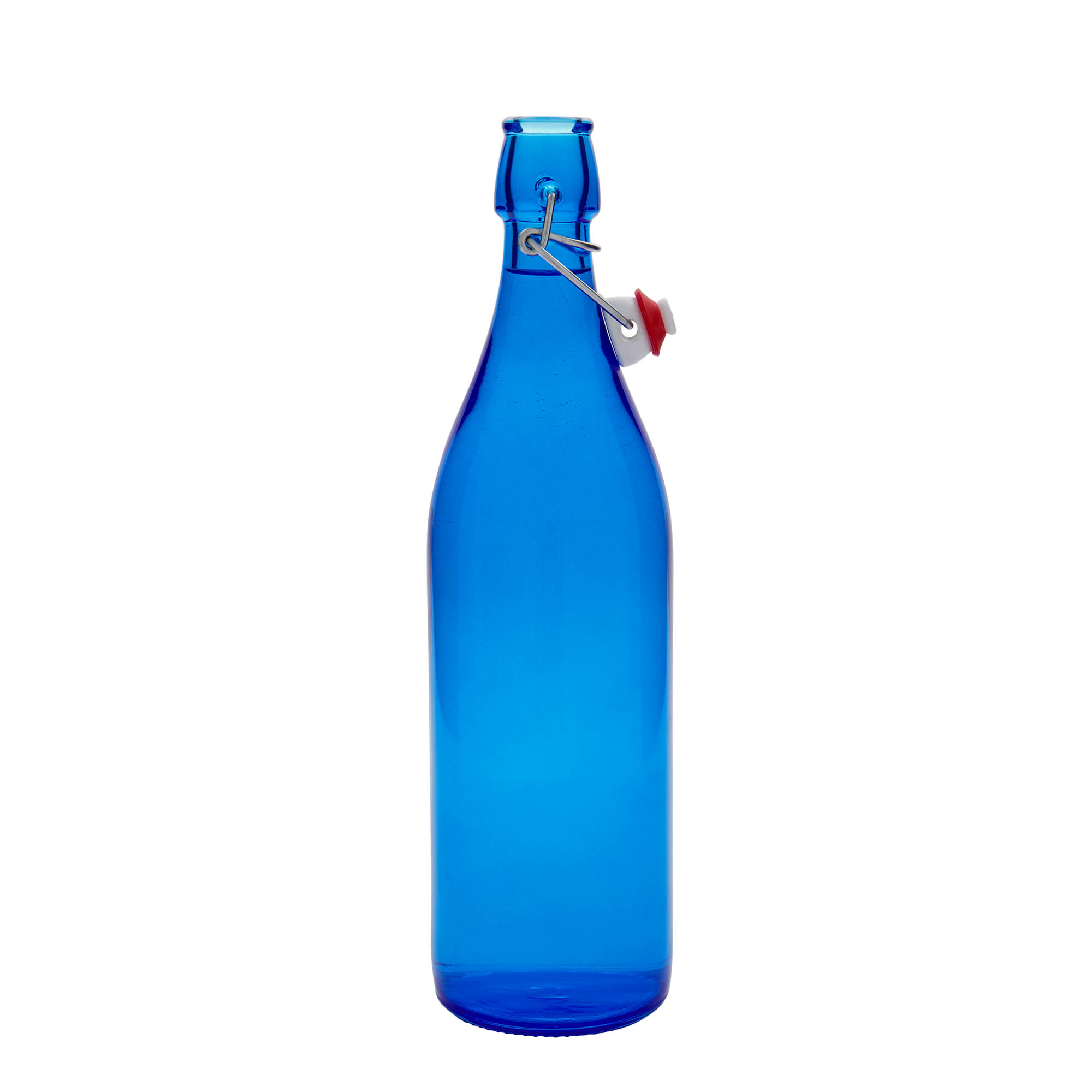 1.000 ml skleněná láhev „Giara“, modrá, hrdlo: uzávěr s pákou