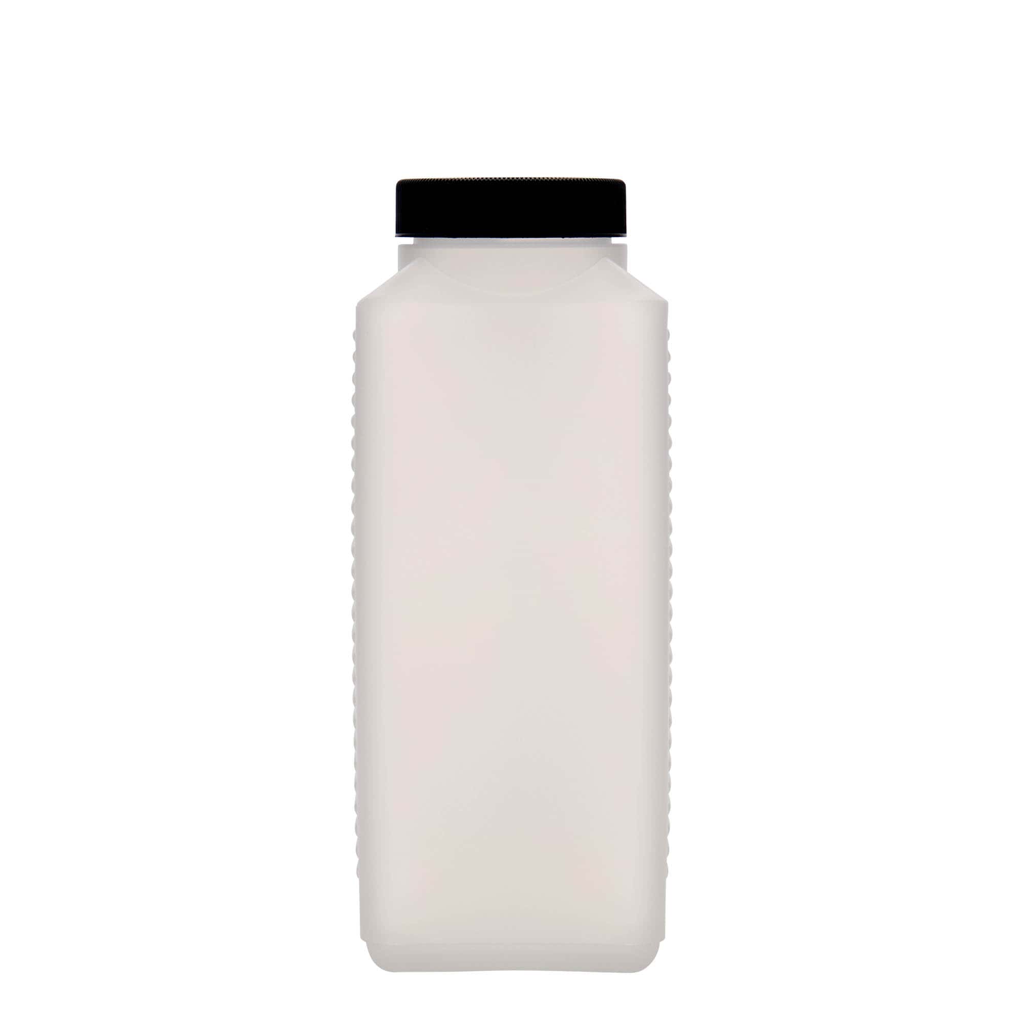 1.000 ml širokohrdlá láhev, obdélníková, HDPE plast, přírodní, hrdlo: DIN 60 EPE