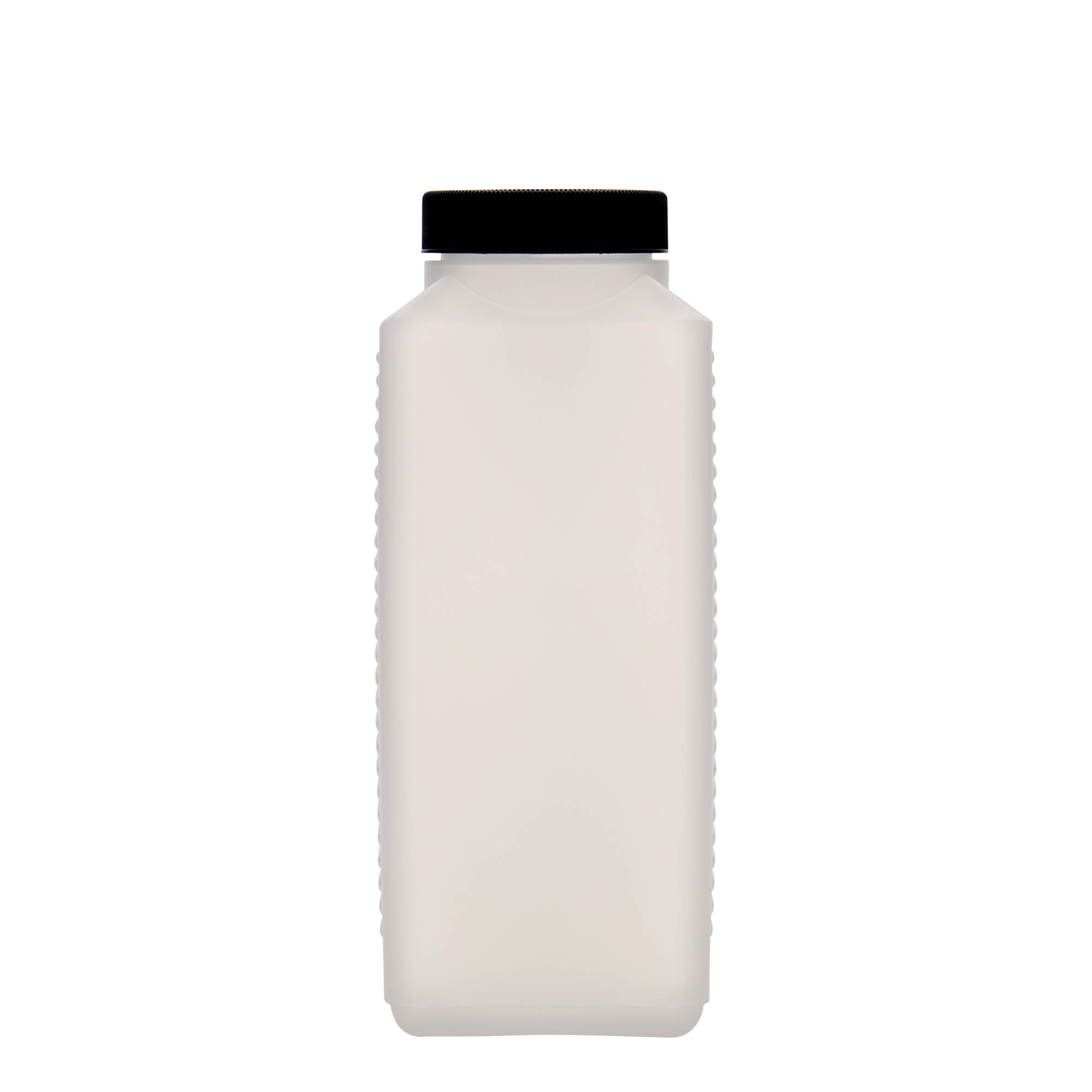 1.000 ml širokohrdlá láhev, obdélníková, HDPE plast, přírodní, hrdlo: DIN 60 EPE