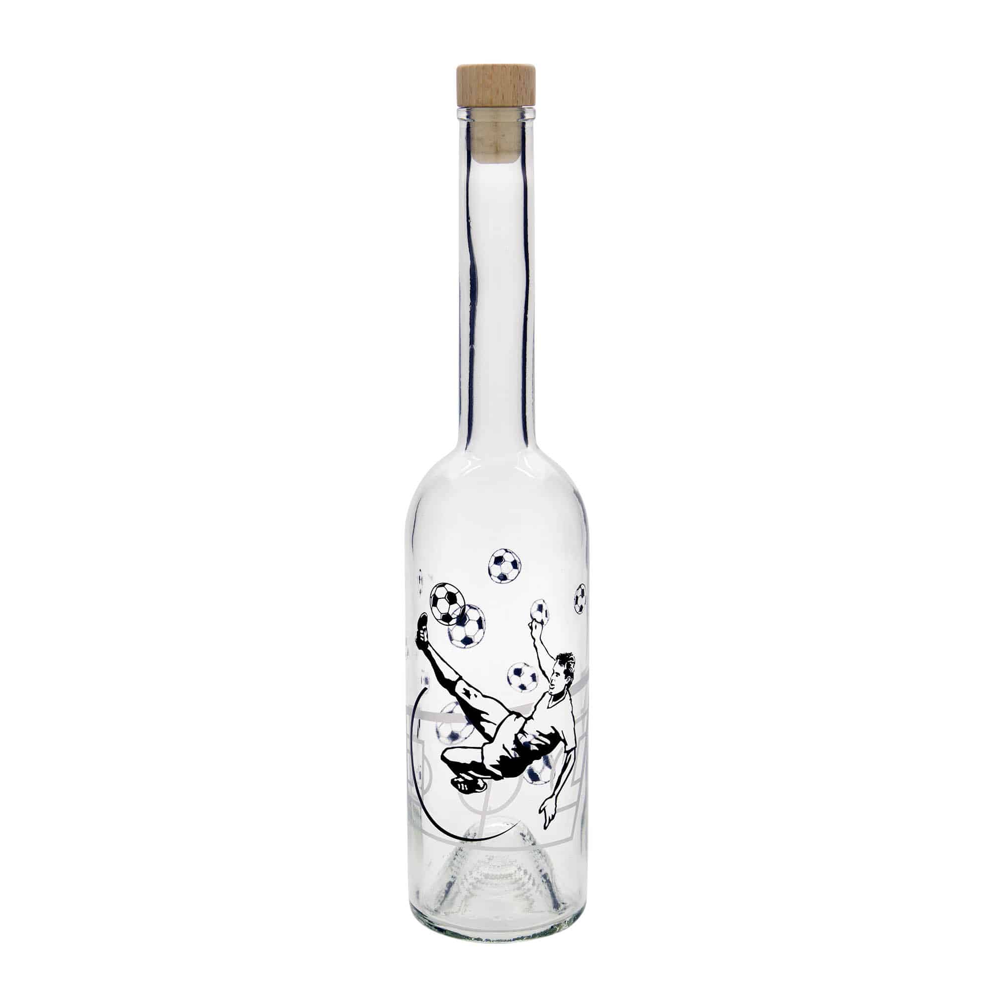 Skleněná lahev 500 ml 'Opera', motiv: Fotbalista, uzávěr: korek