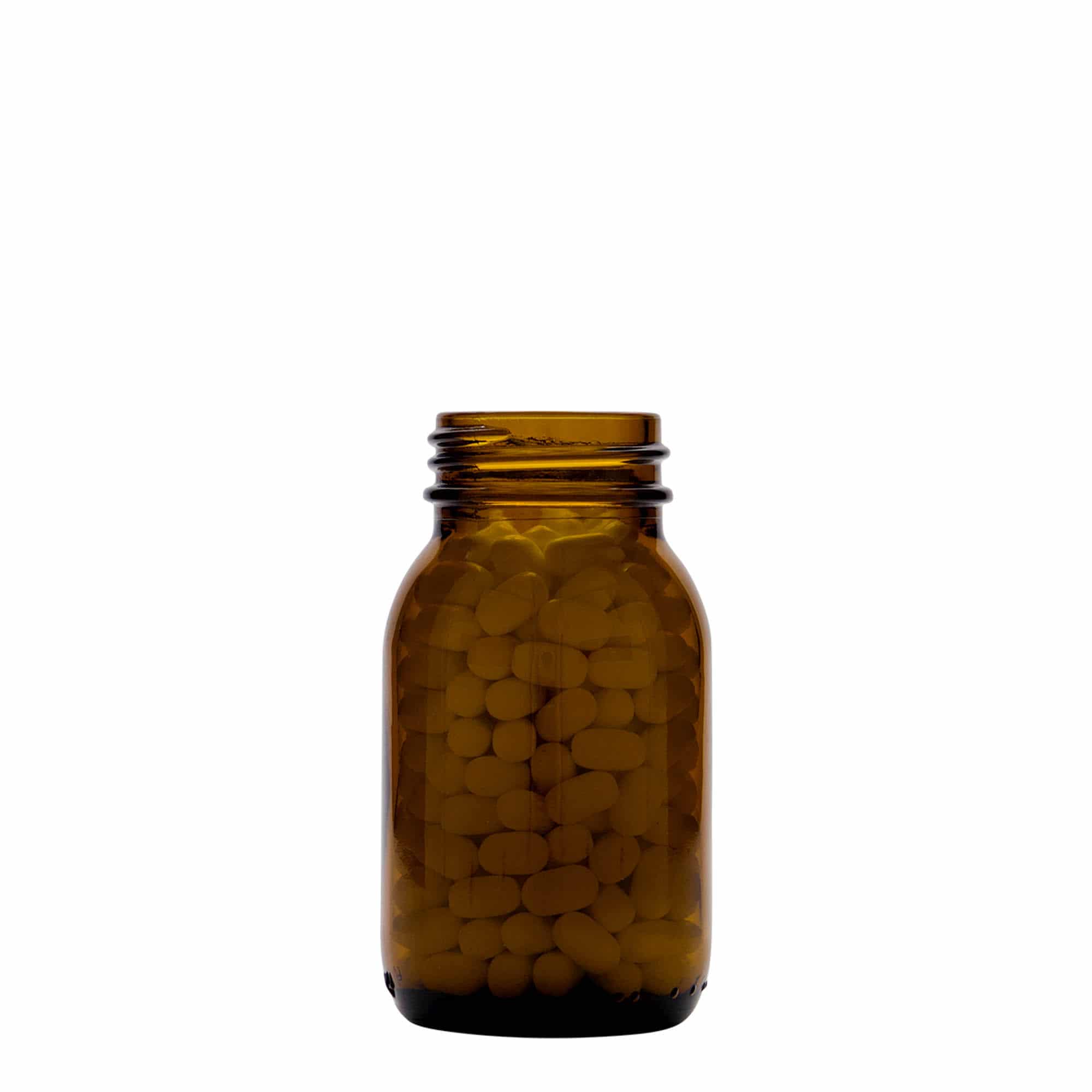 Sklenice s širokým hrdlem 125 ml, hnědá, uzávěr: DIN 40