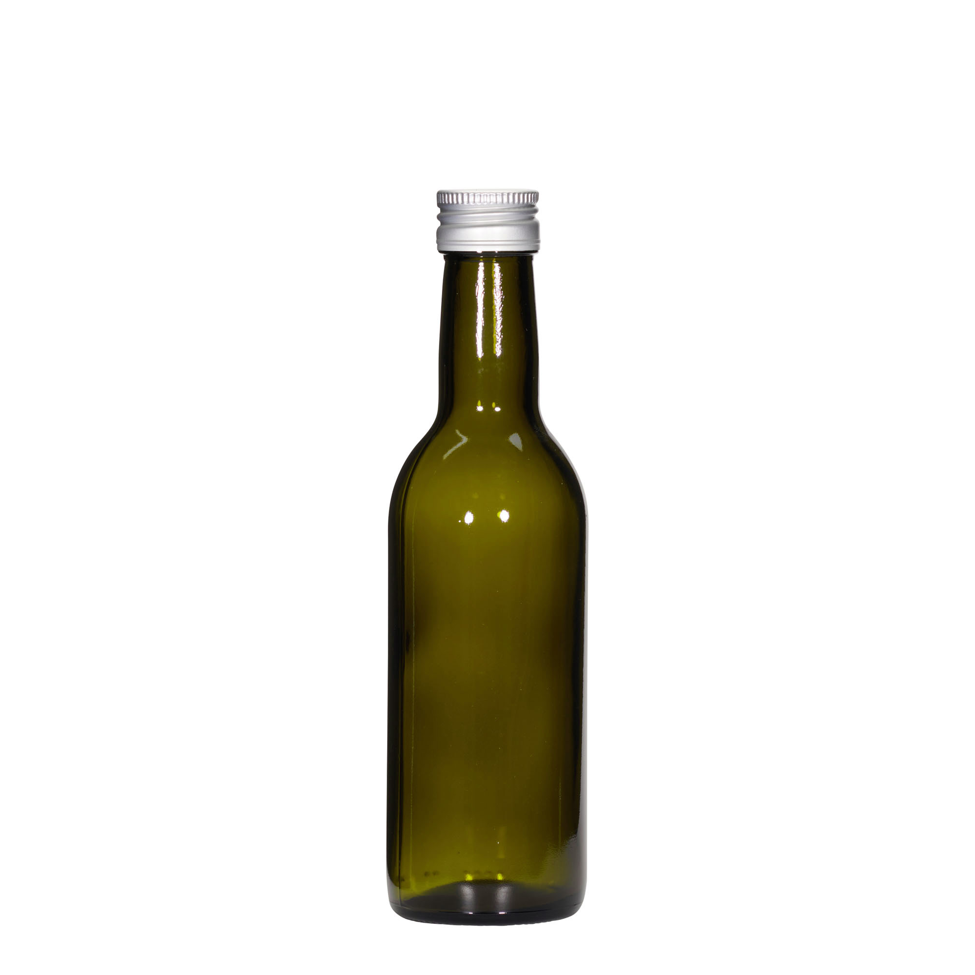 250 ml skleněná láhev 'Bordeaux', antik zelená, hrdlo: PP 28