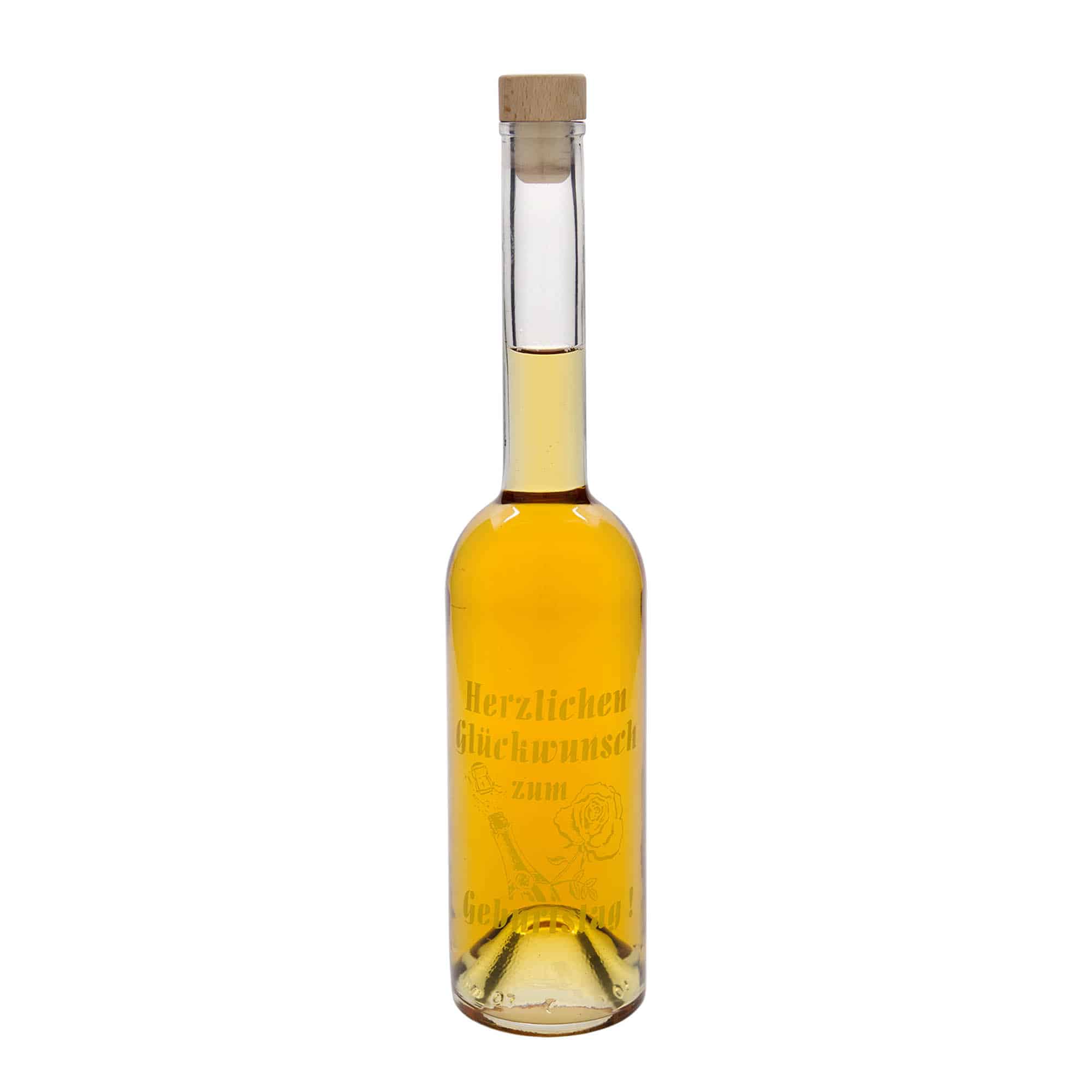 500 ml skleněná láhev 'Opera', motiv: jablko, hrdlo: korek