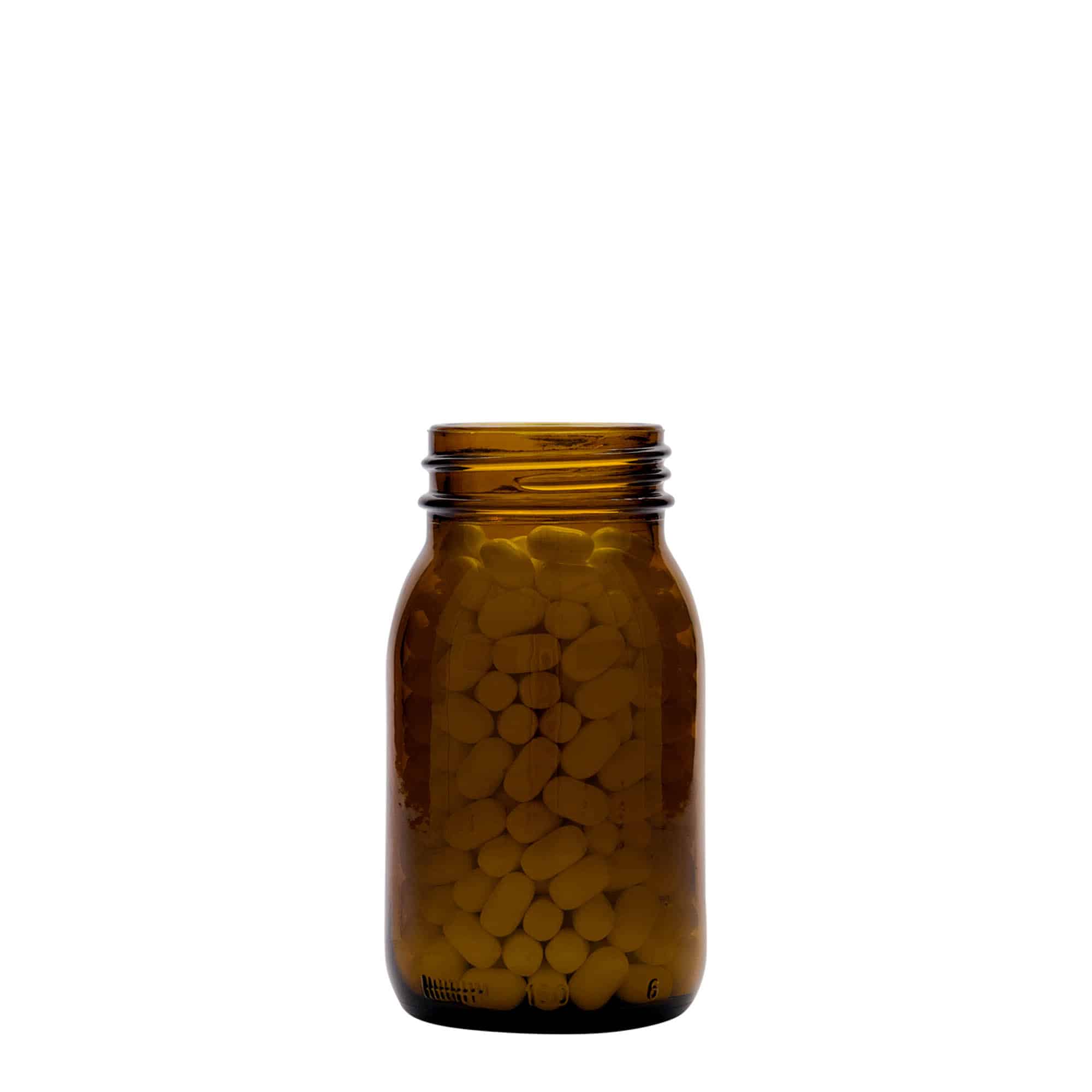 Sklenice s širokým hrdlem 150 ml, hnědá, uzávěr: DIN 45