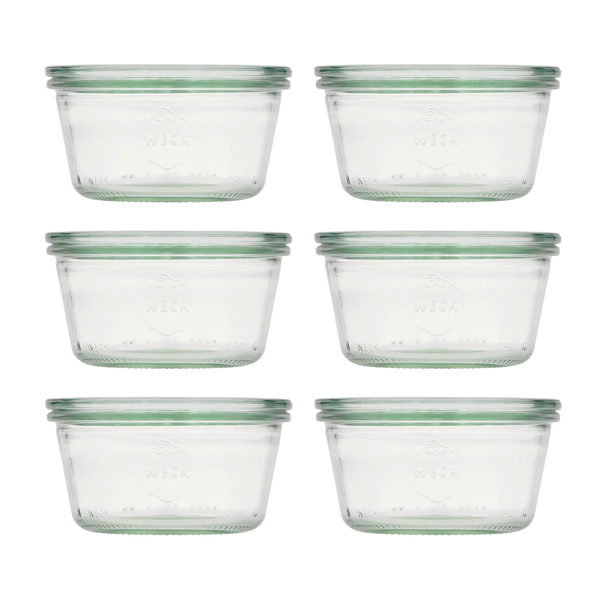 6x 290 ml WECK nízká zavařovací sklenice se skleněným víčkem RR 100