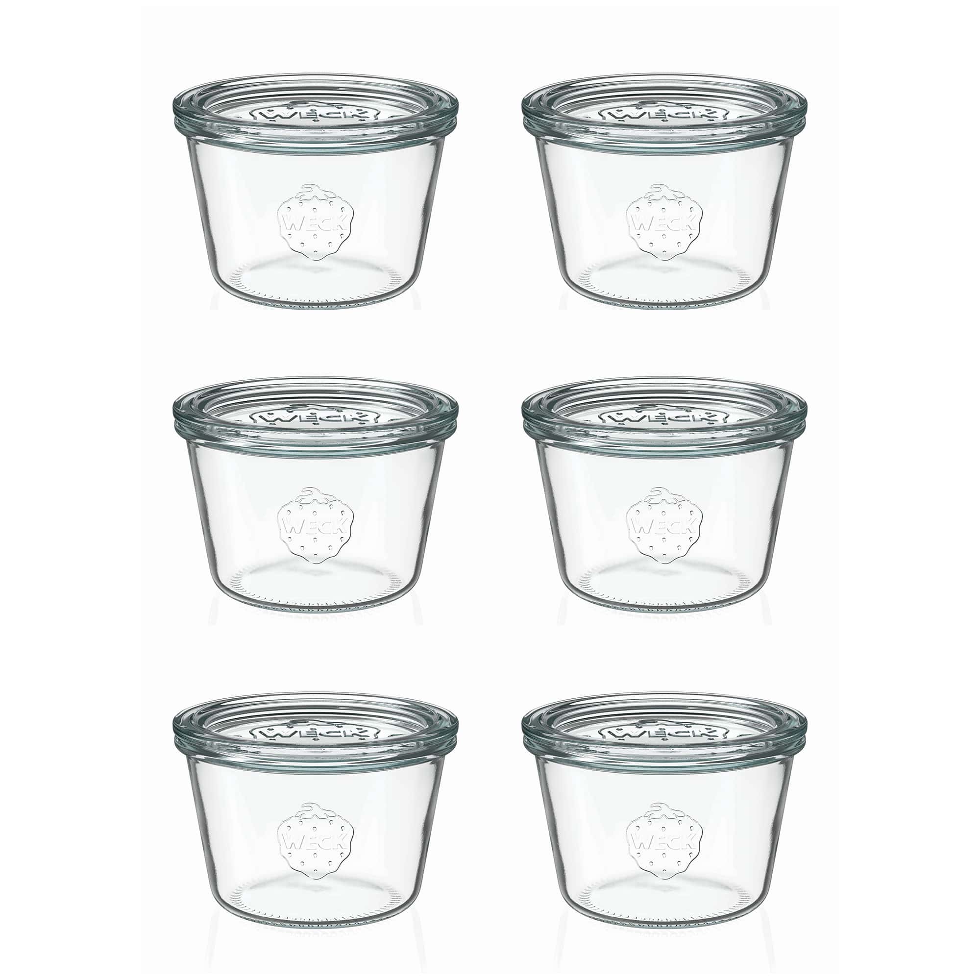 6x 370 ml WECK zavařovací sklenice se skleněným víčkem RR 100