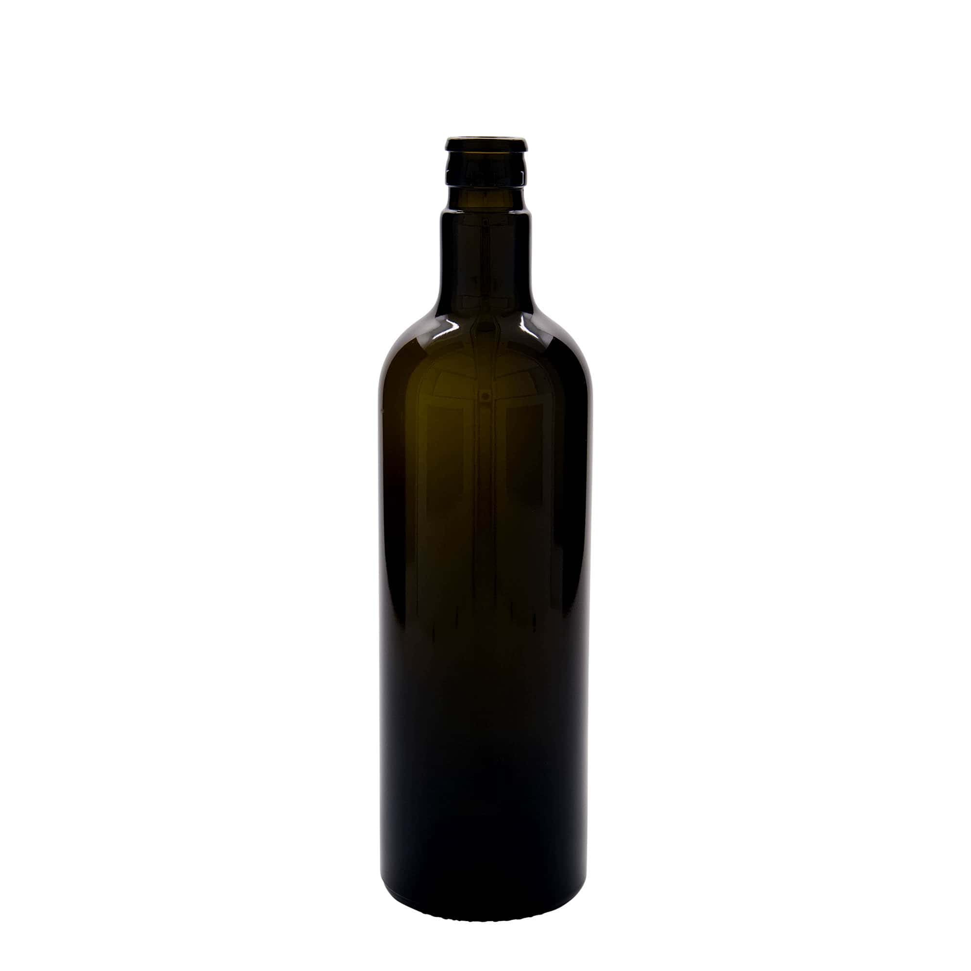 750 ml láhev na ocet/olej 'Willy New', sklo, antik zelená, hrdlo: DOP