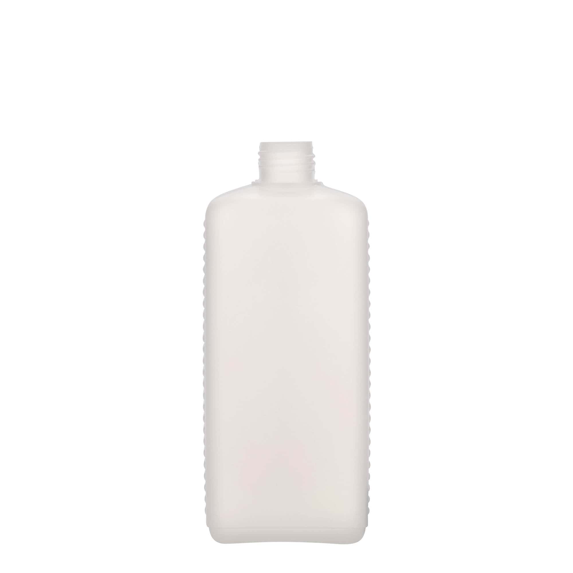 500 ml kanystrová láhev, obdélníková, HDPE plast, přírodní, hrdlo: DIN 25 EPE