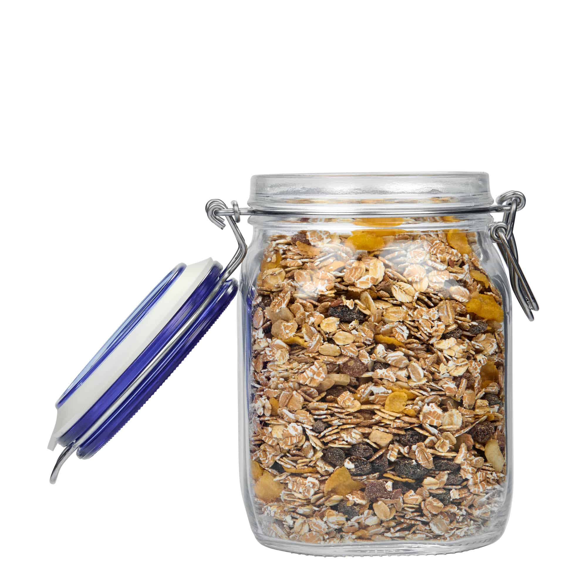 1.000 ml drátěná zavařovací sklenice 'Fido' modrý uzávěr, čtvercová, hrdlo: drátěné zavírání 1.000 ml drátěná zavařovací sklenice 'Fido' modrý uzávěr, čtvercová, hrdlo: drátěné zavírání