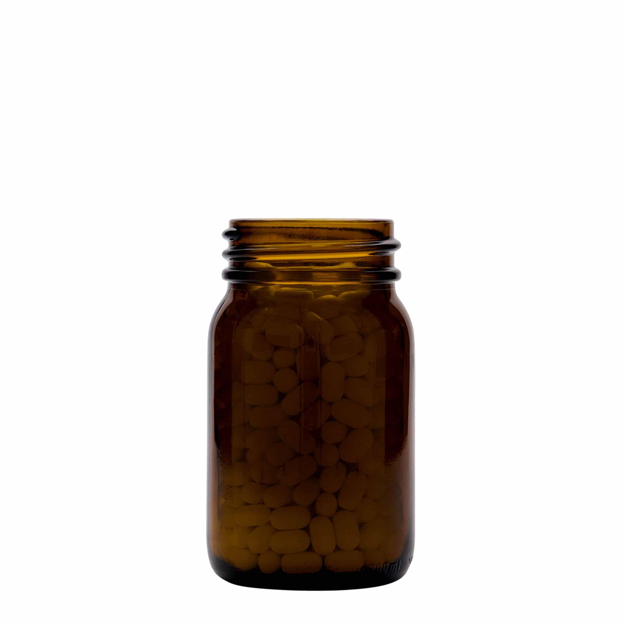 Sklenice s širokým hrdlem 200 ml, hnědá, uzávěr: DIN 55
