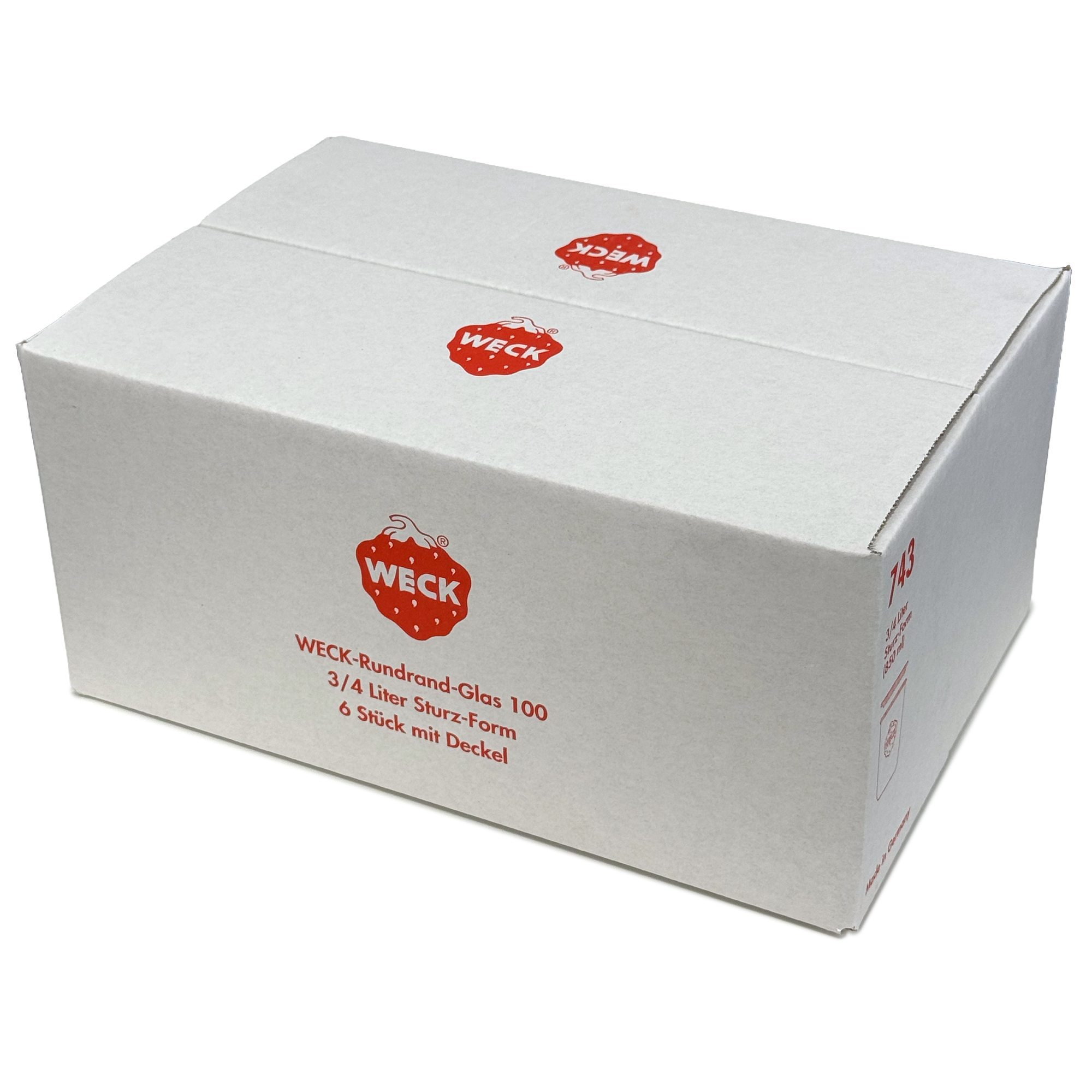 6x 850 ml WECK zavařovací sklenice se skleněným víčkem RR 100