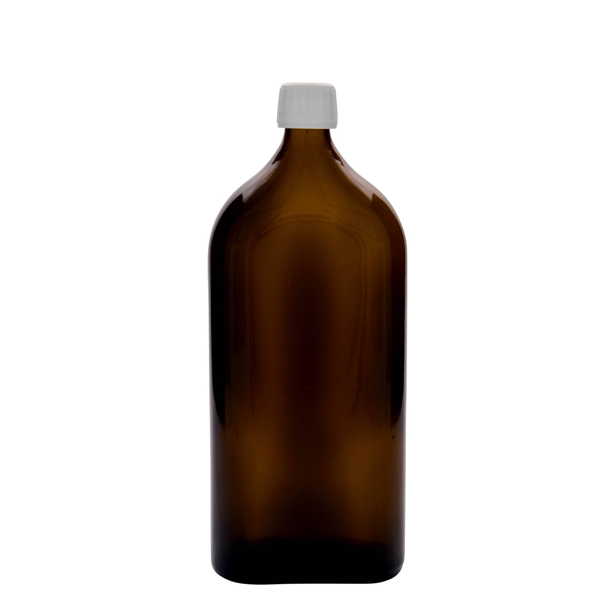 1.000 ml lékovka Meplat, oválná, sklo, hnědá, hrdlo: PP 28