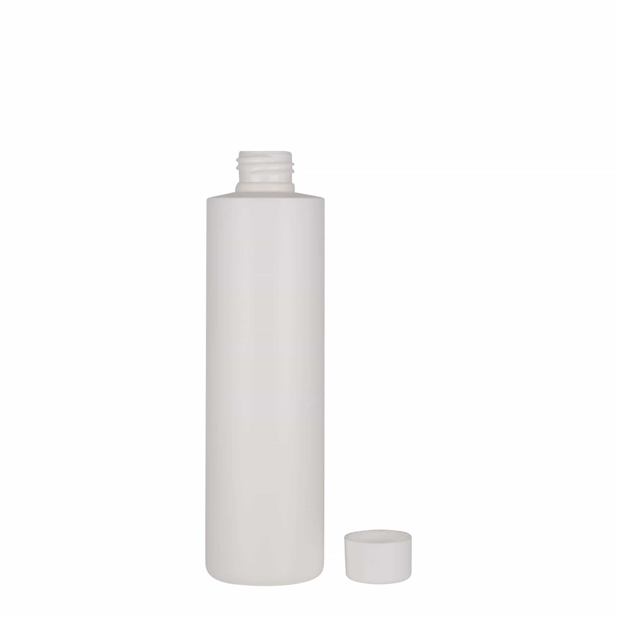 250 ml plastová láhev „Pipe“, zelený HDPE, bílá, hrdlo: 24/410