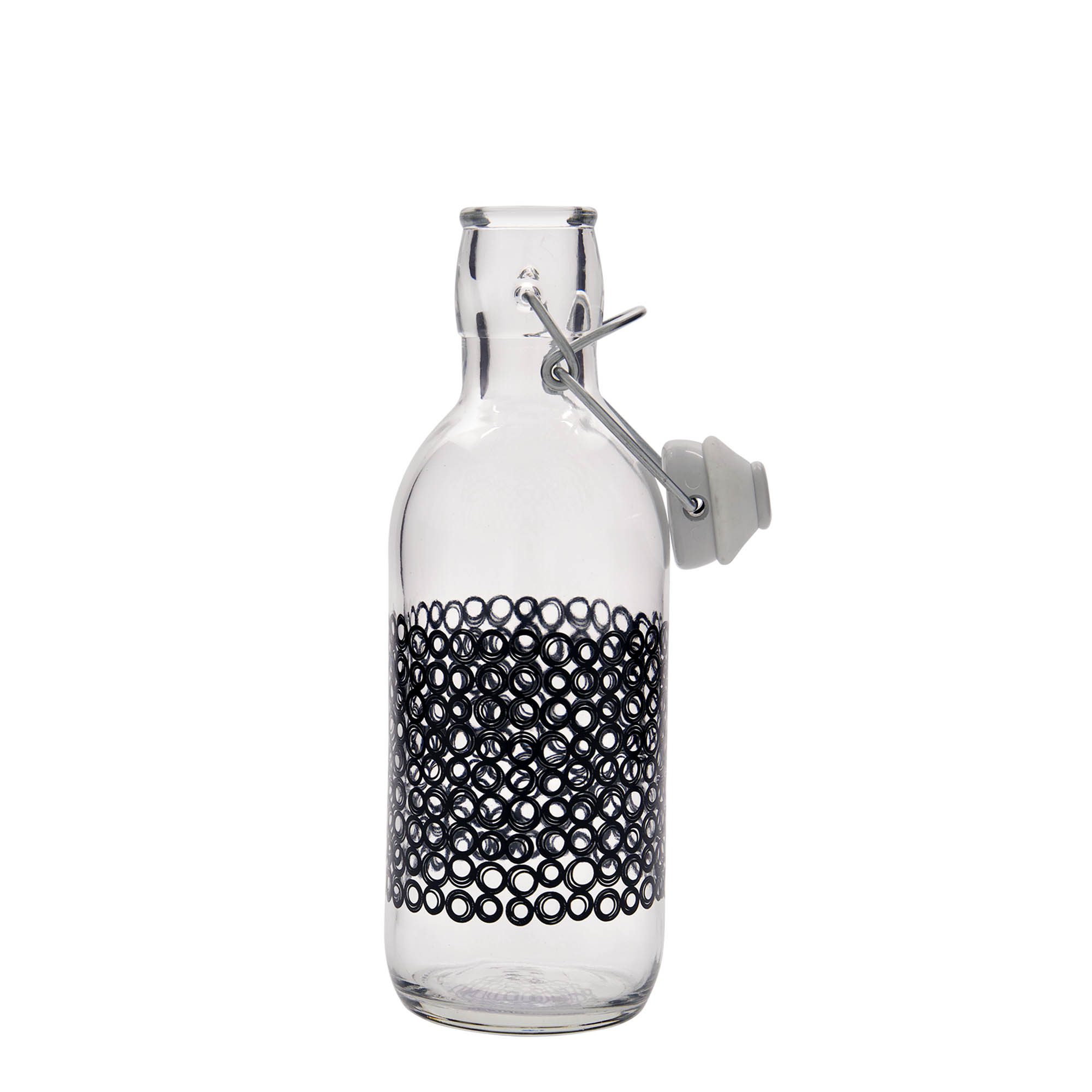 500 ml skleněná láhev 'Emilia', motiv: Circola nero, hrdlo: uzávěr na pákový klip 500 ml skleněná láhev 'Emilia', motiv: Circola nero, hrdlo: uzávěr na pákový klip