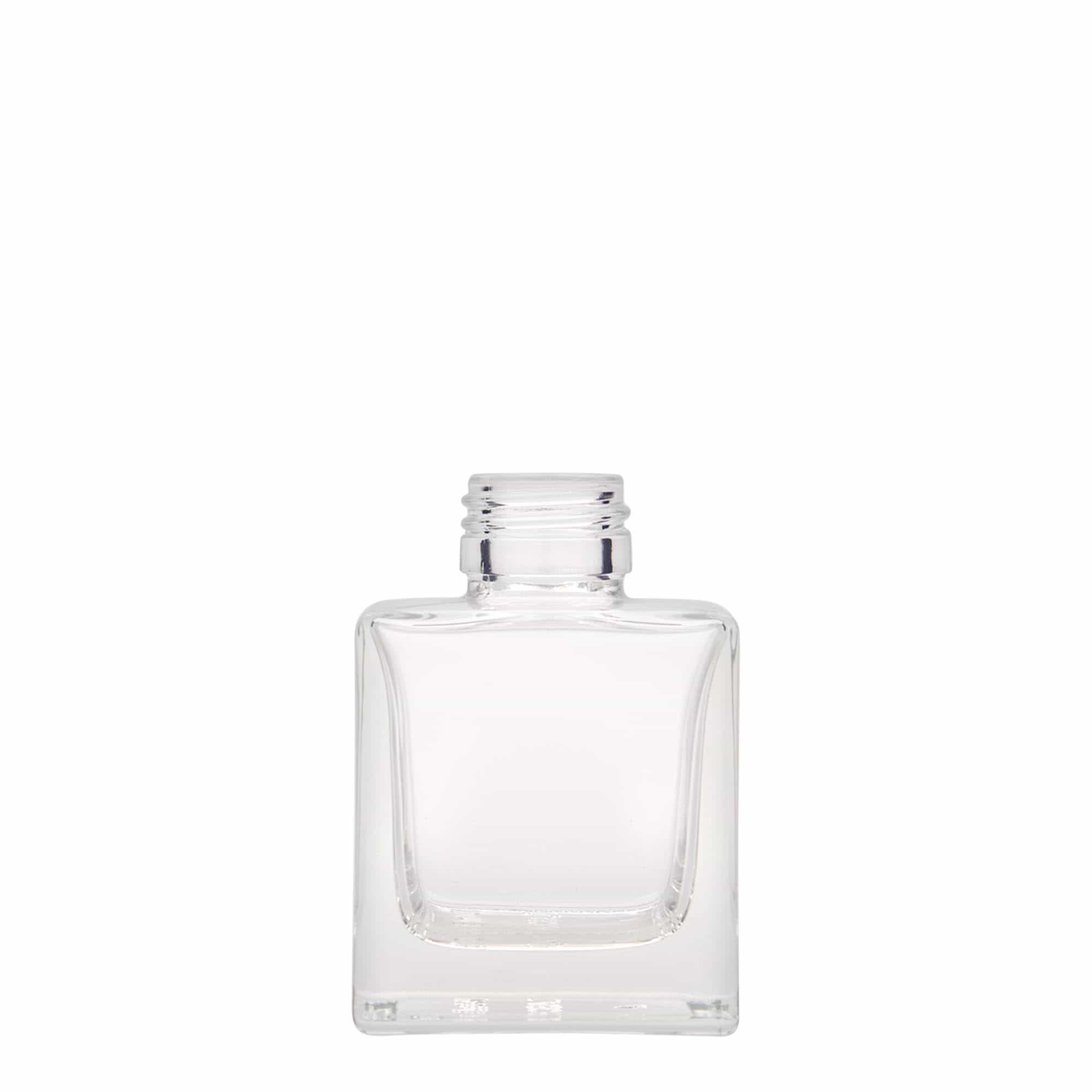 100 ml skleněná lahvička 'Cube', čtvercová, hrdlo: PP 28