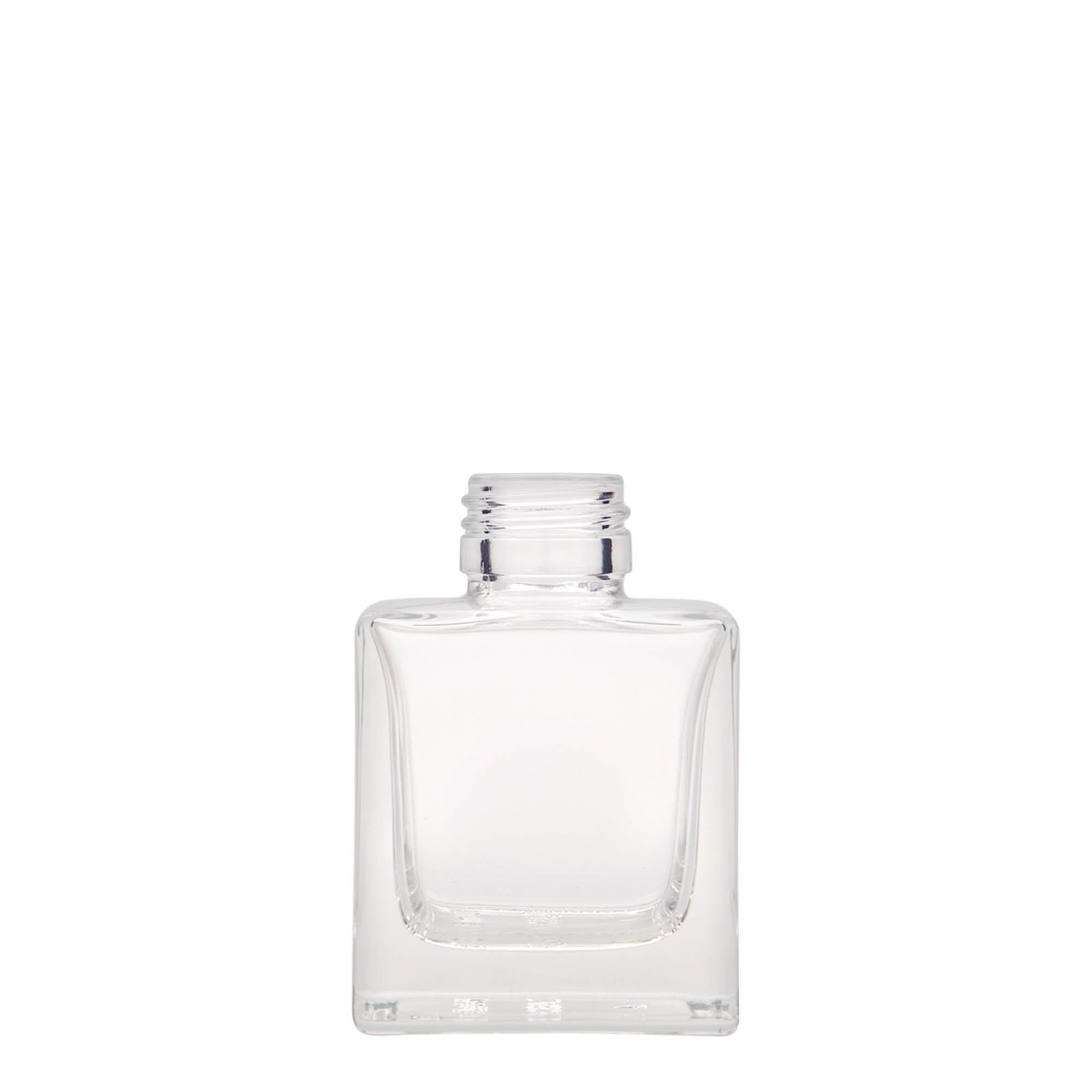 100 ml skleněná lahvička 'Cube', čtvercová, hrdlo: PP 28