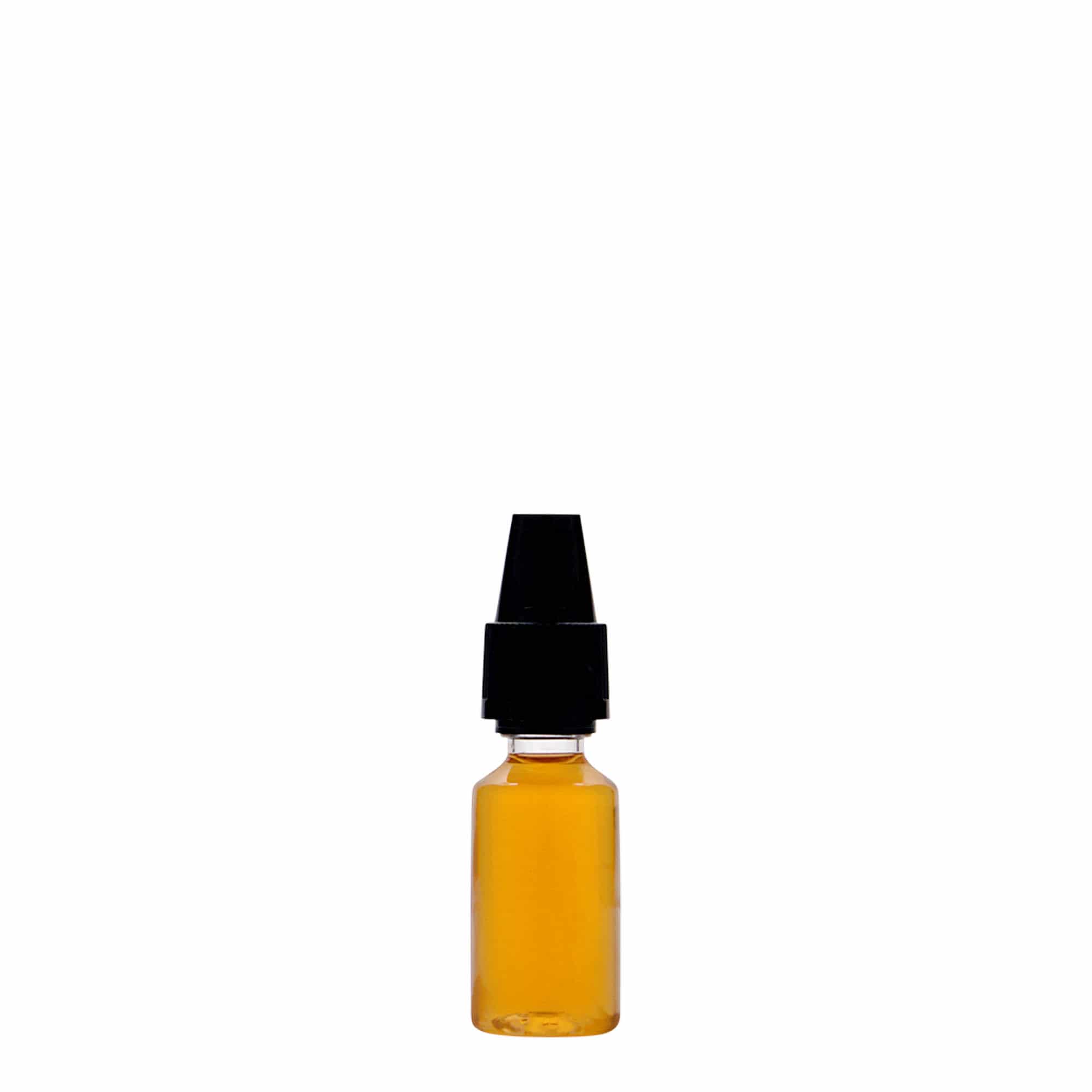 PET lahev 10 ml 'E-Liquid' s odtrhávacím kroužkem a dětskou pojistkou, plast, uzávěr: šroubovací uzávěr
