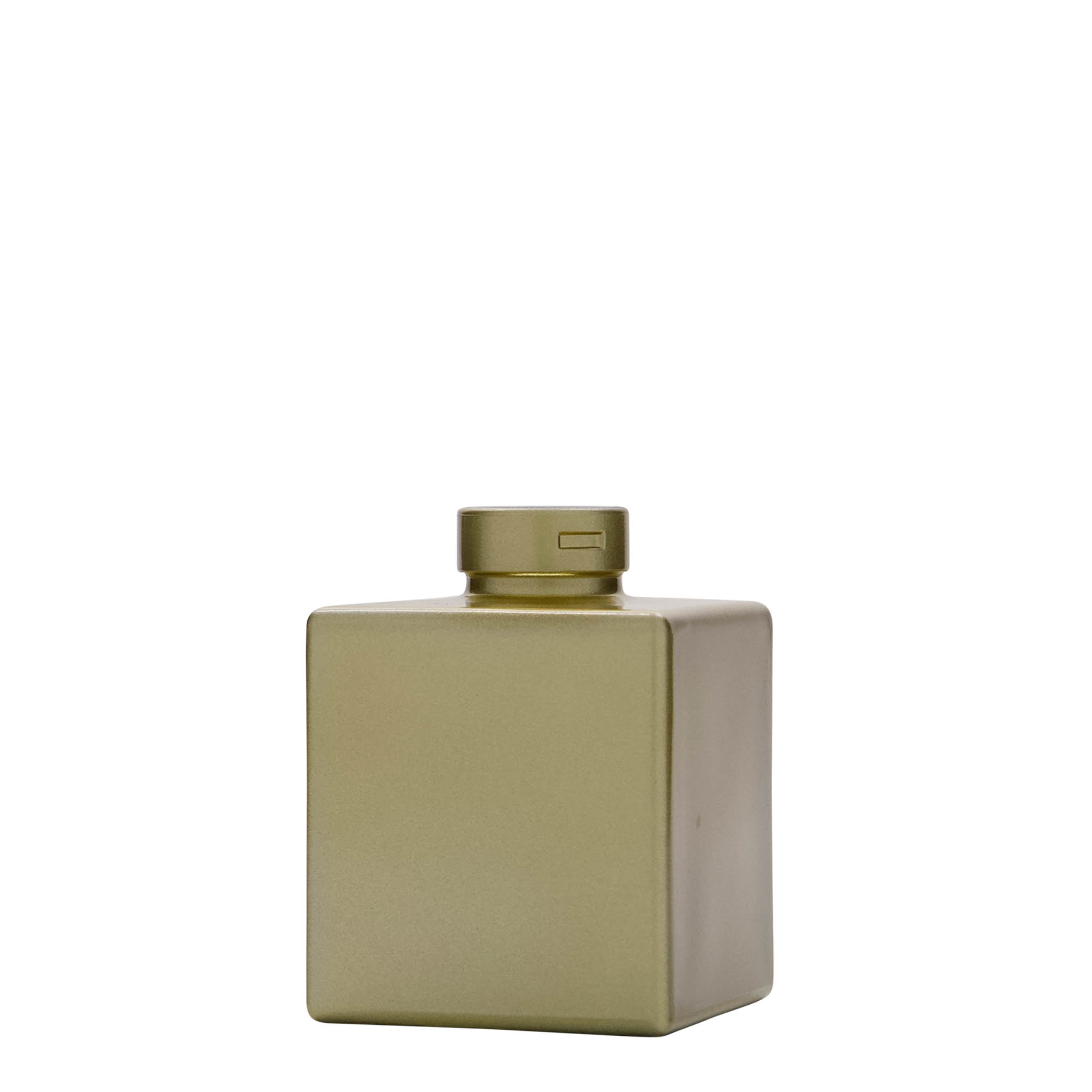 100 ml skleněná lahvička 'Cube', čtvercová, zlatá, hrdlo: korek