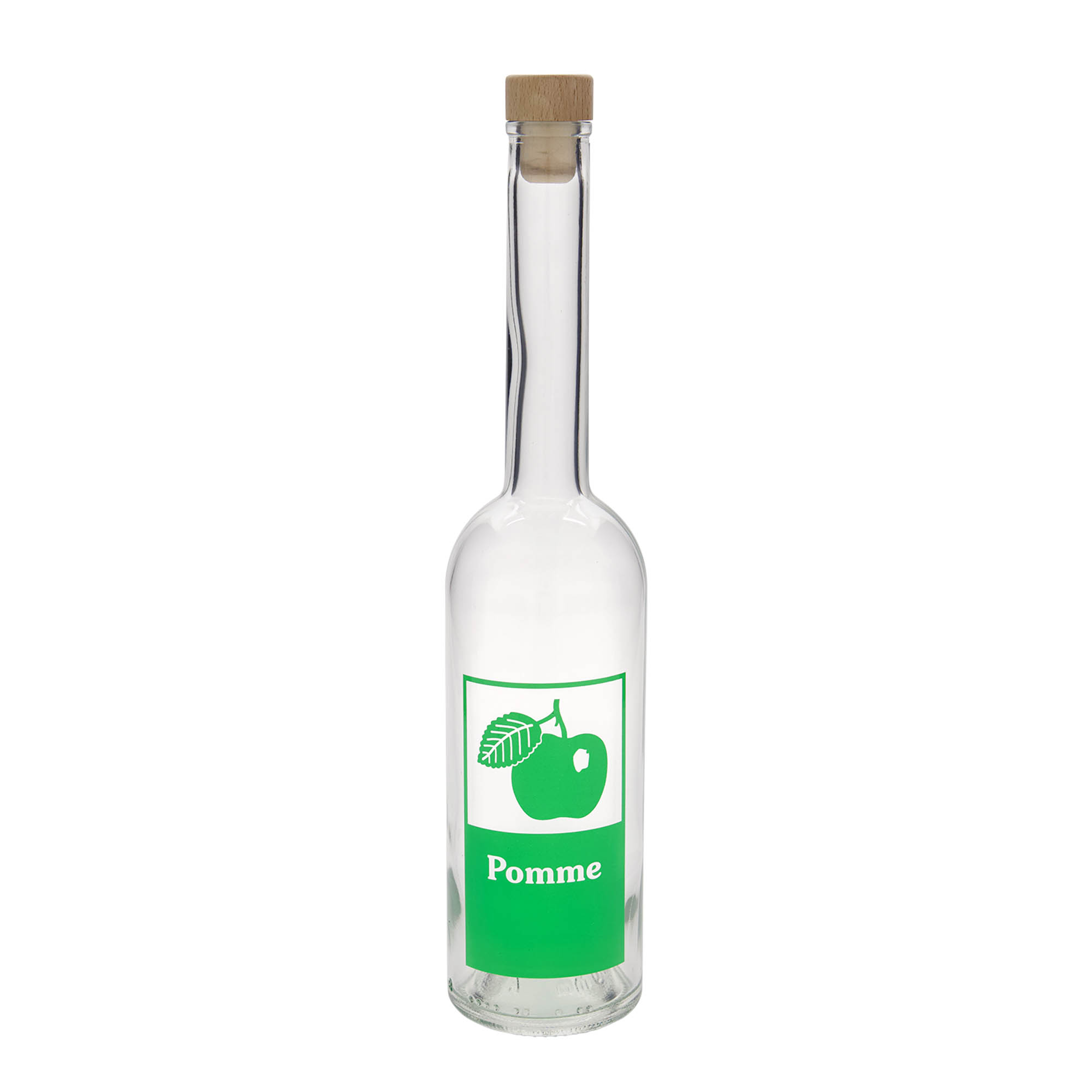 500 ml skleněná láhev 'Opera', motiv: jablko, uzávěr: korek