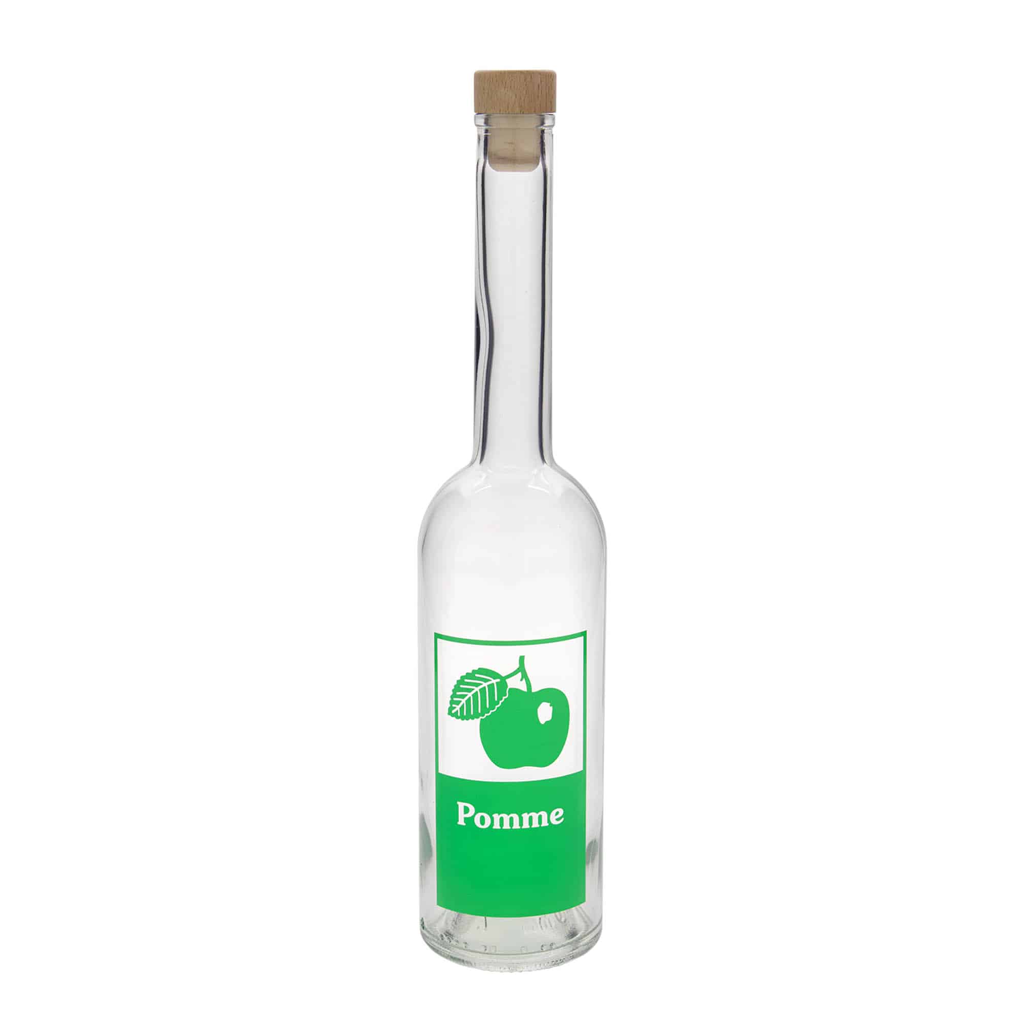 500 ml skleněná láhev „Opera“, motiv: jablko, uzávěr: korek
