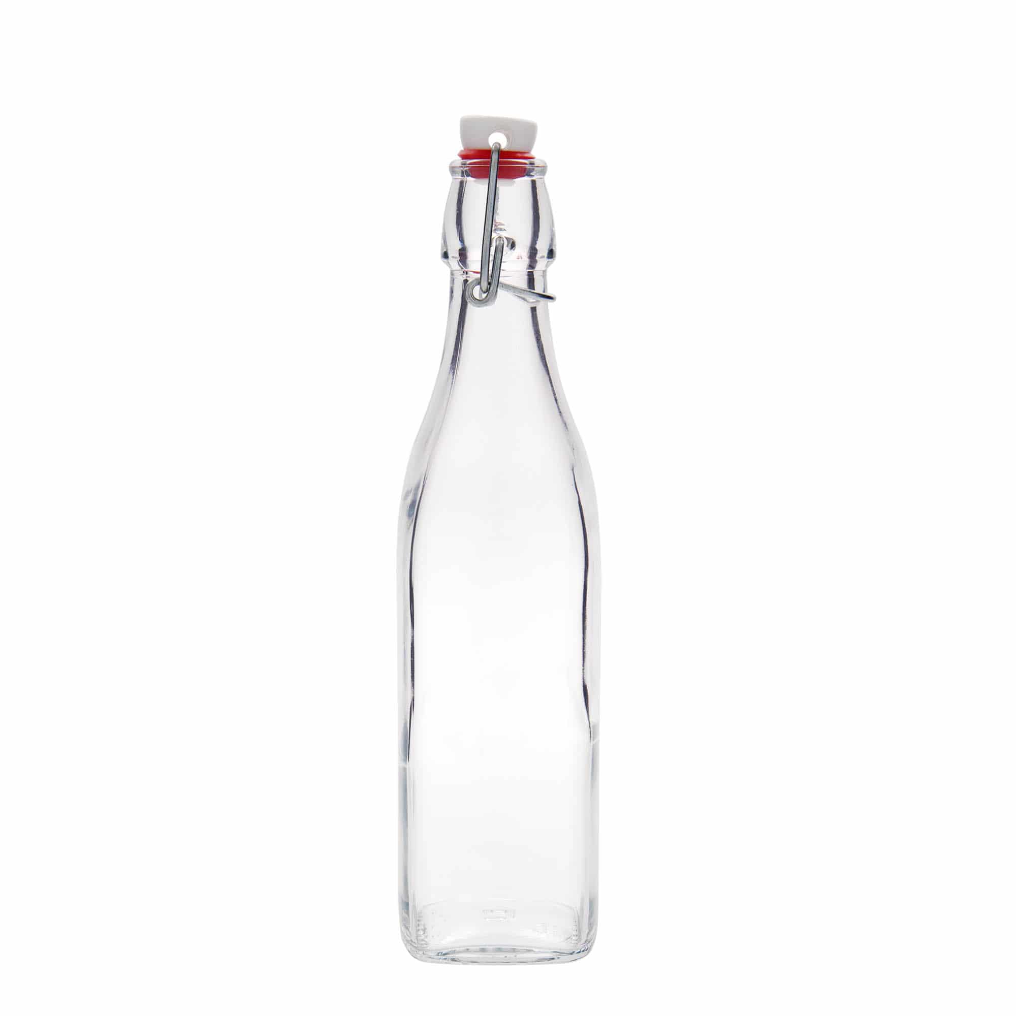 500 ml skleněná láhev 'Swing, čtvercová, hrdlo: závěsný uzávěr