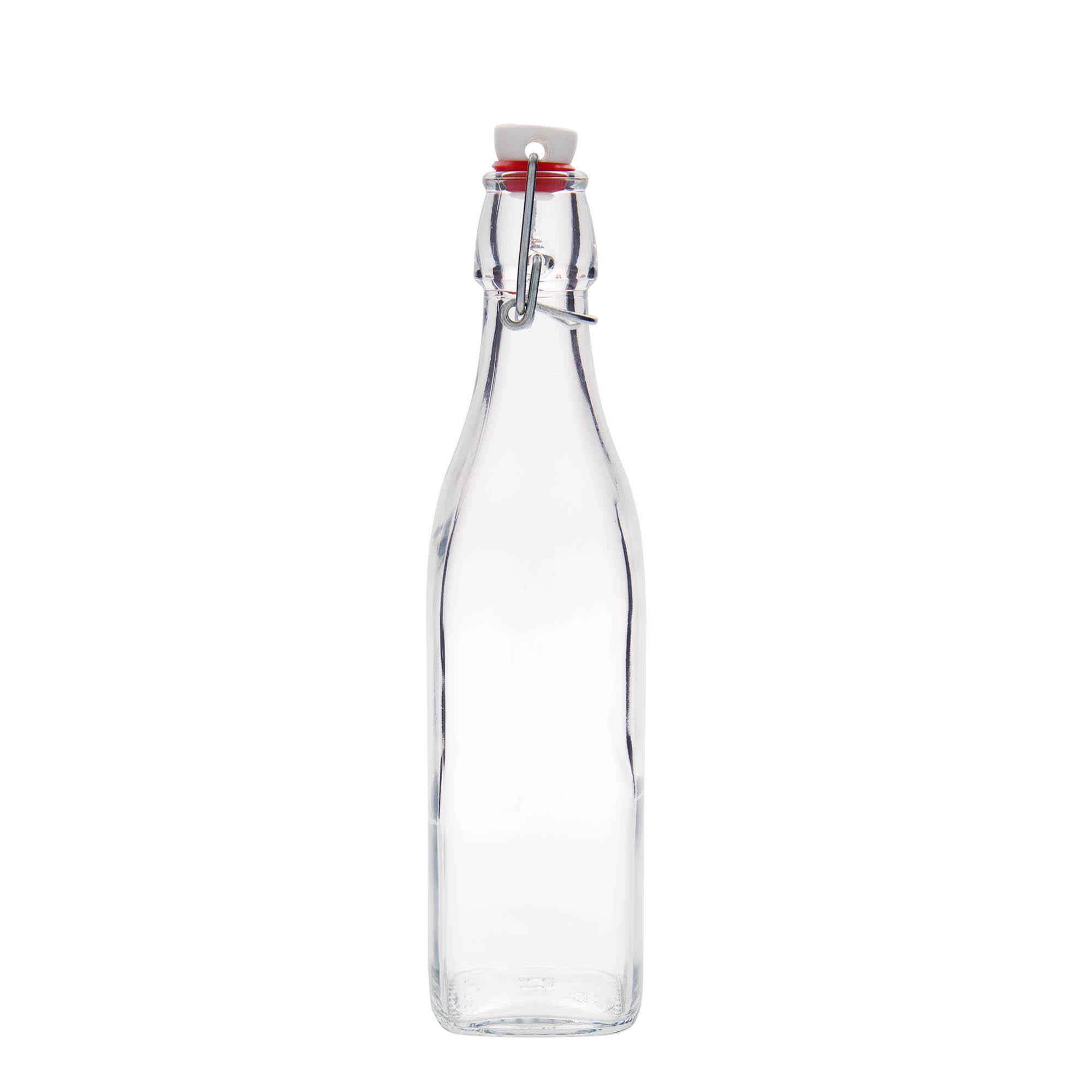 500 ml skleněná láhev „Swing, čtvercová, hrdlo: závěsný uzávěr