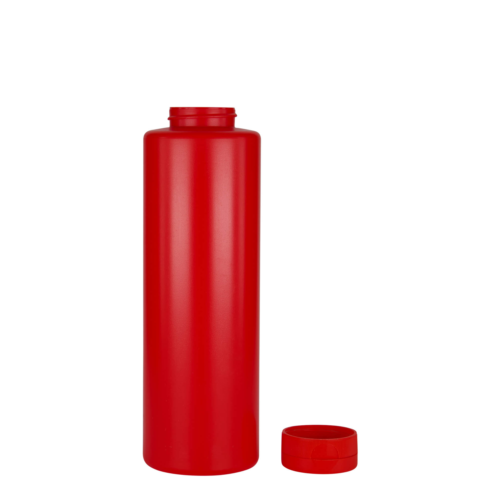 Lahev na omáčku 500 ml , plast LDPE, červená, uzávěr: GPI 38/400