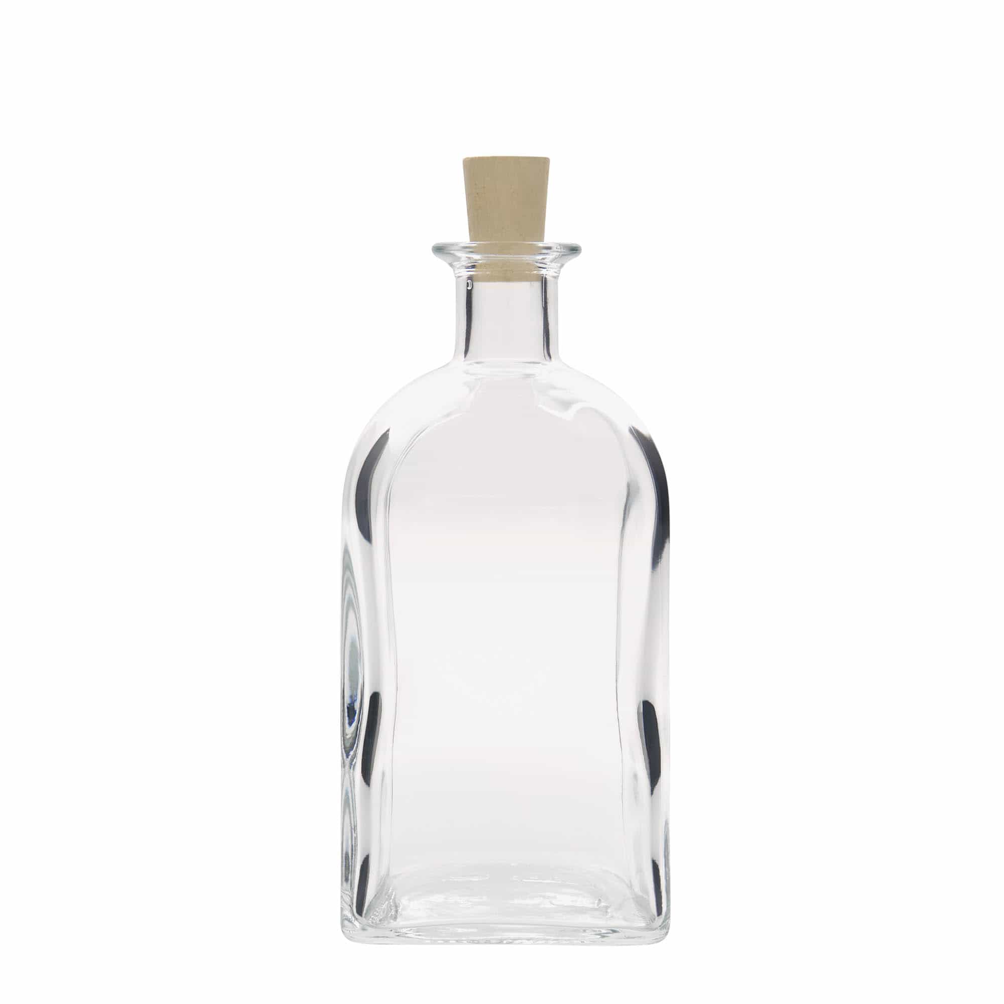 Skleněná lahev 700 ml lékárenská Carré, hranatá, uzávěr: korek