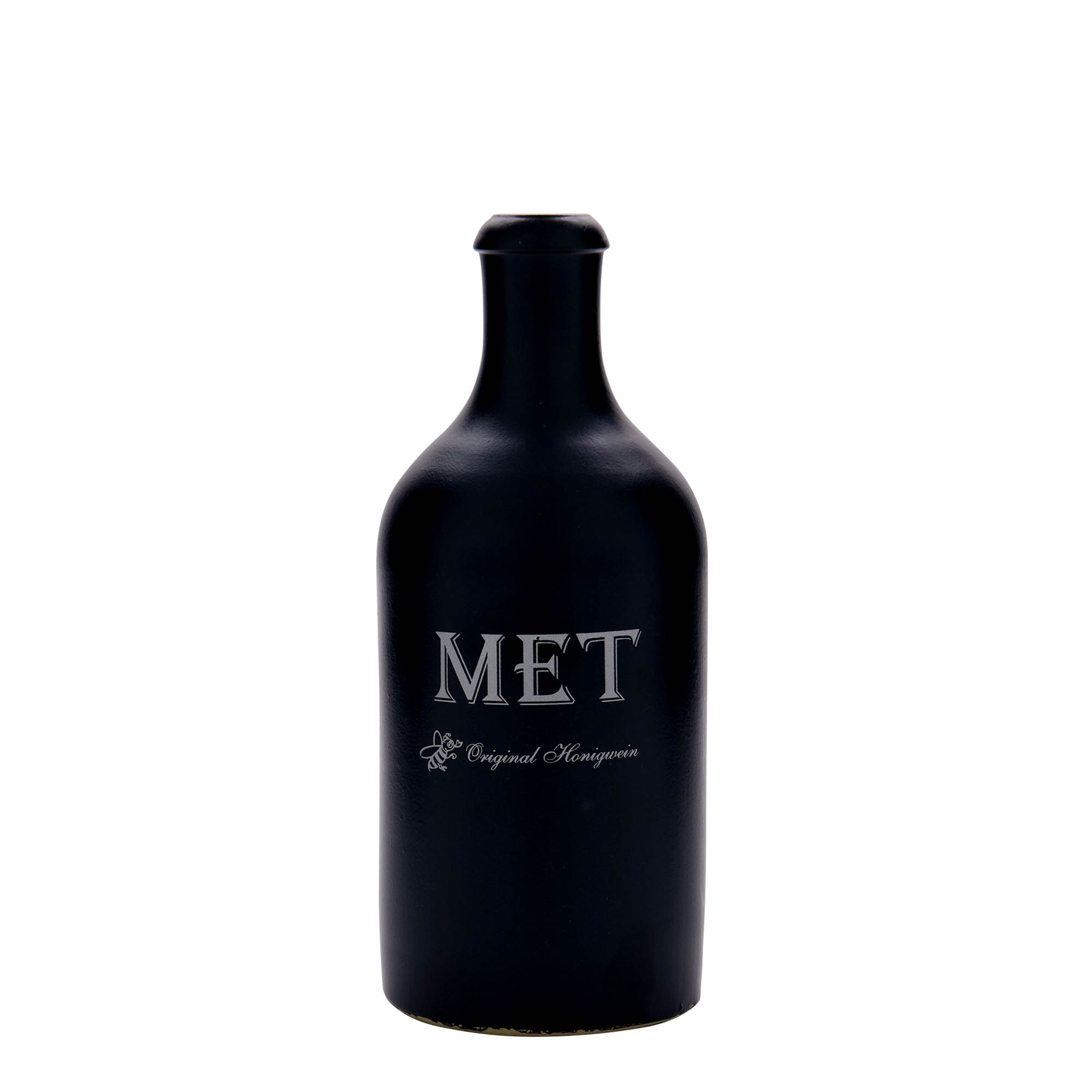 500 ml keramický džbán, motiv: medovina, kamenina, černý, hrdlo: korek