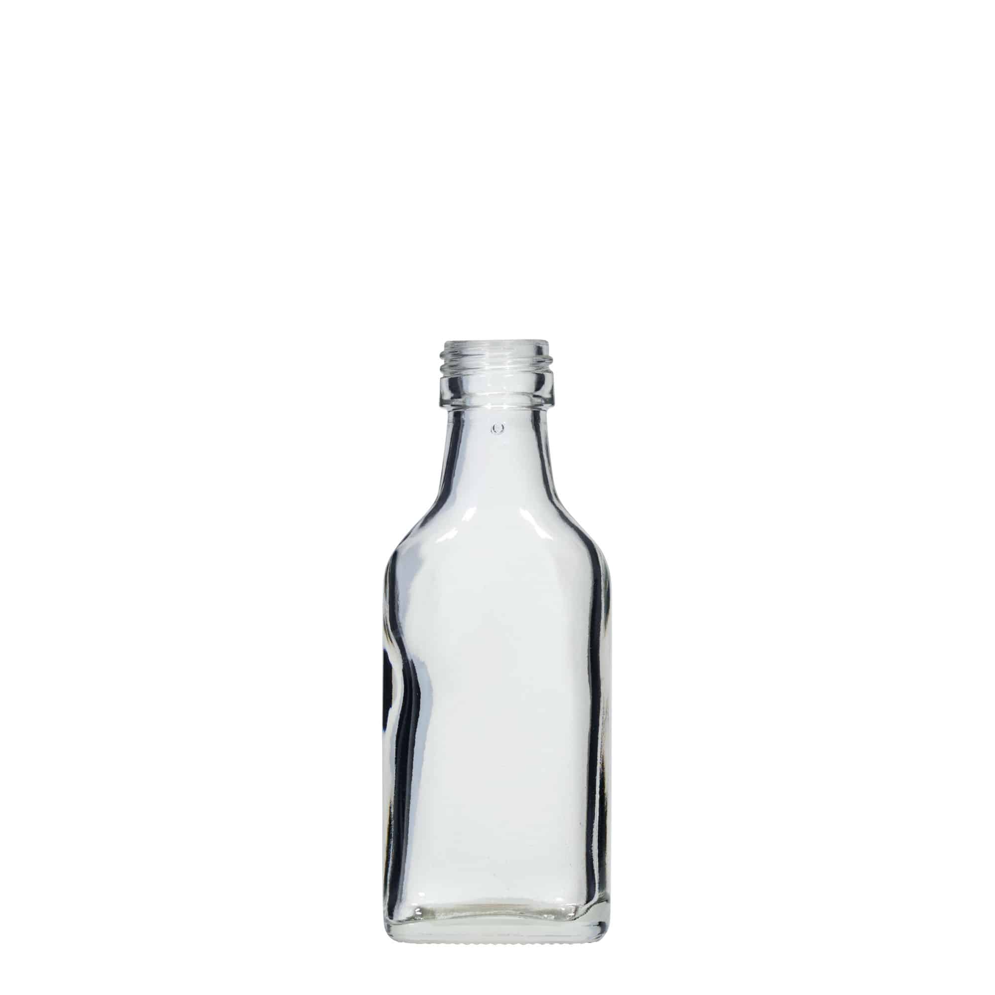 Kapesní lahev 40 ml, hranatá, ústí: PP 22 Kapesní lahev 40 ml, hranatá, ústí: PP 22