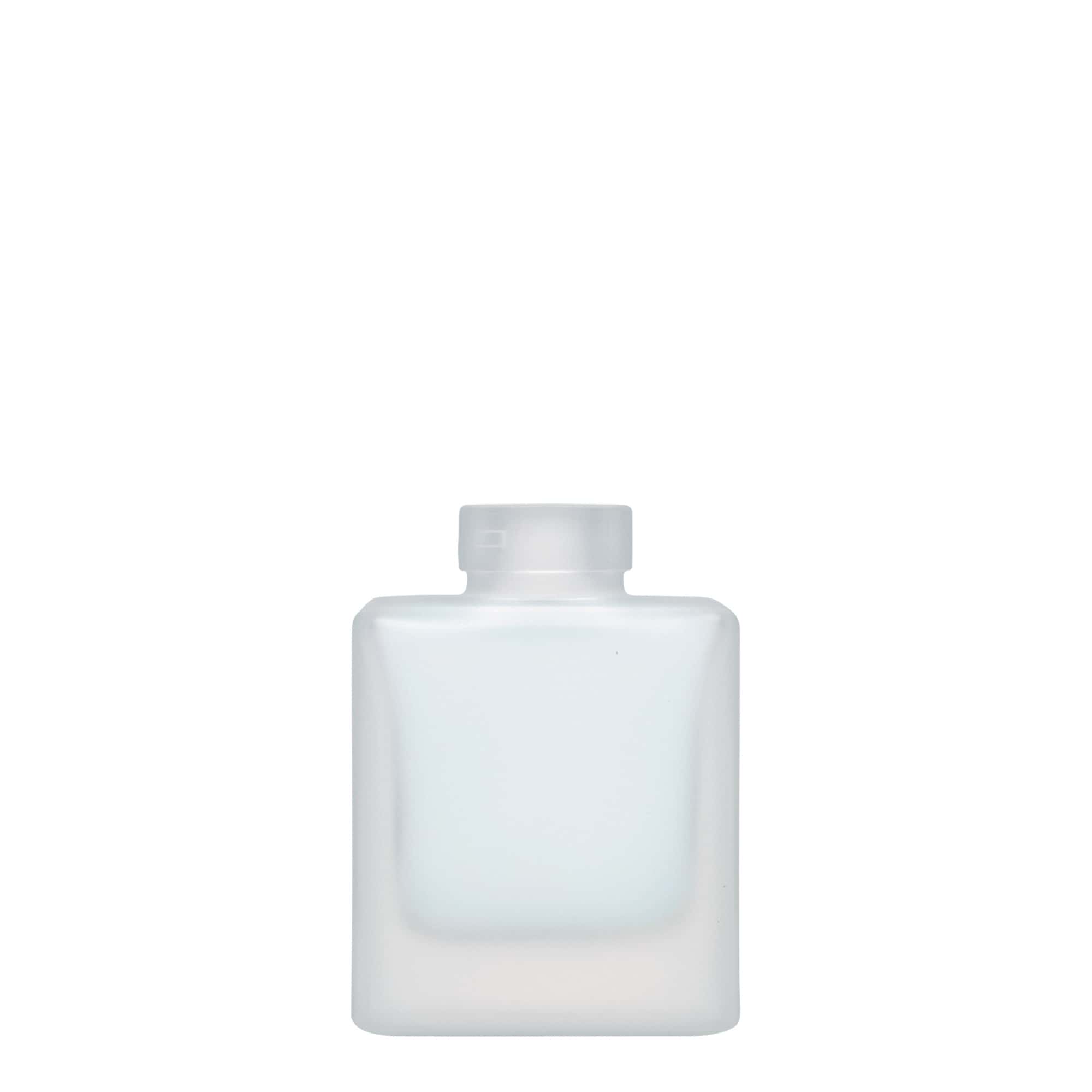 100 ml skleněná lahvička 'Cube', čtvercová, matná, hrdlo: korek