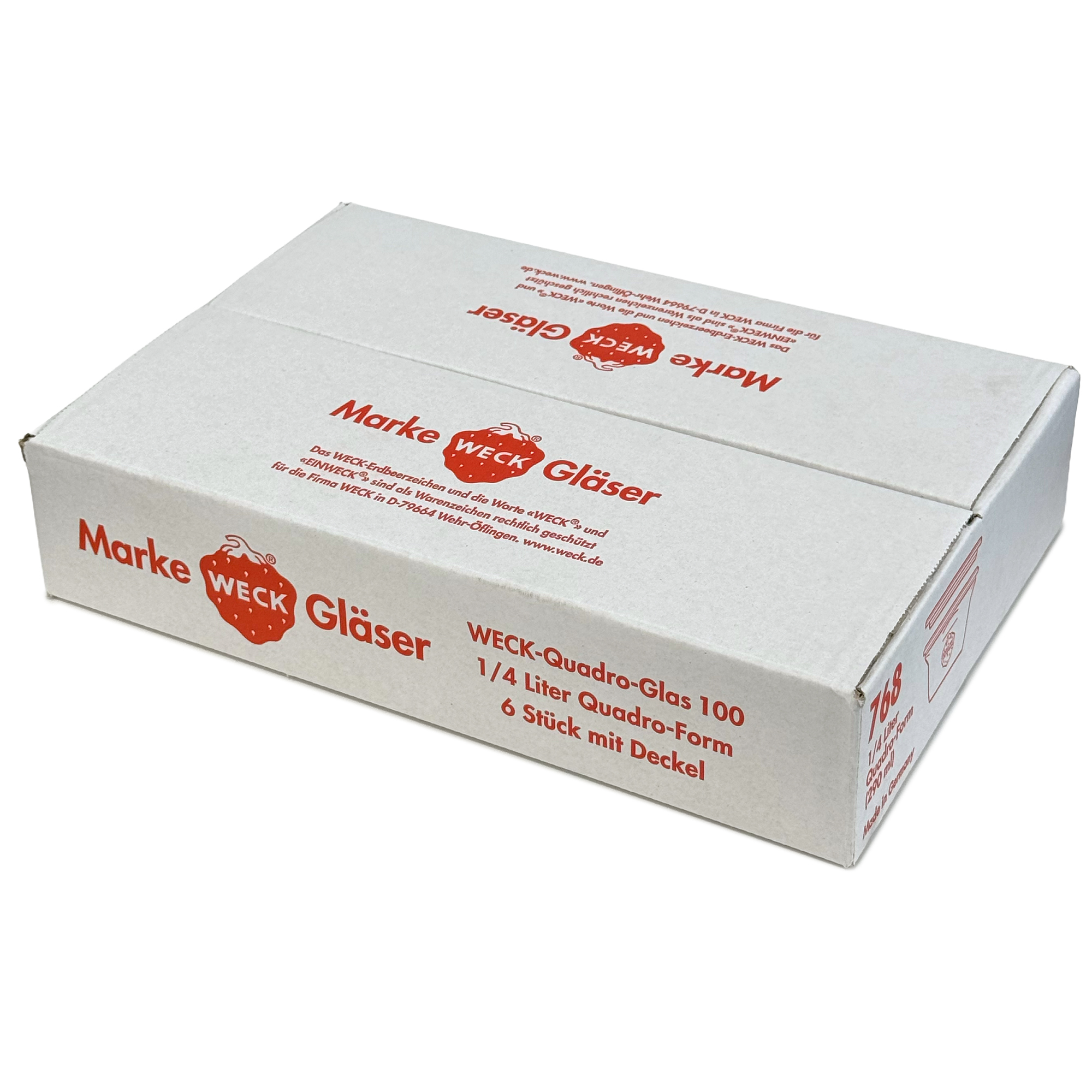 6x 290 ml WECK Quadro sklenice se skleněným víčkem RR 100