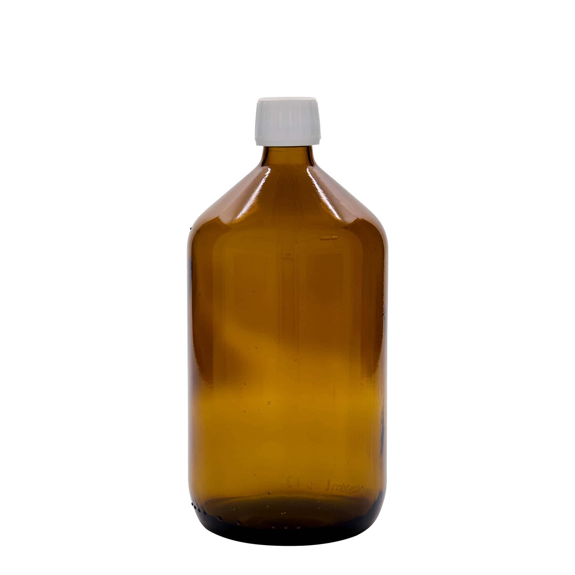 1.000 ml lékárenská lahvička, hnědá, sklo, hrdlo: PP 28