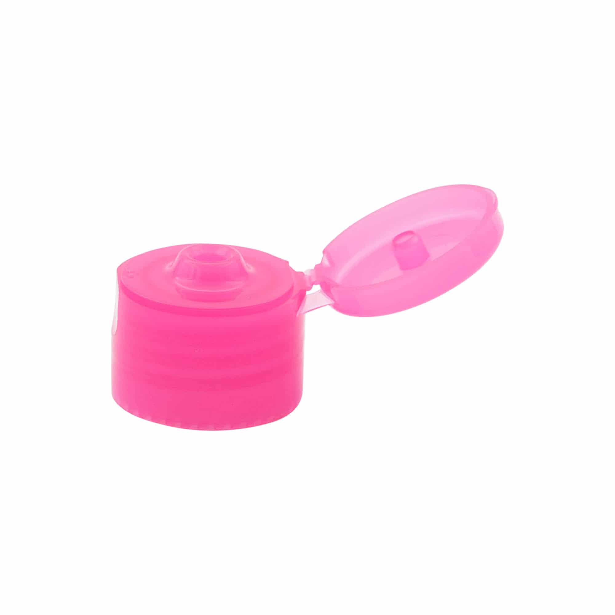 Šroubovací uzávěr s výklopnou krytkou, plast PP, růžový, pro ústí: GPI 24/410