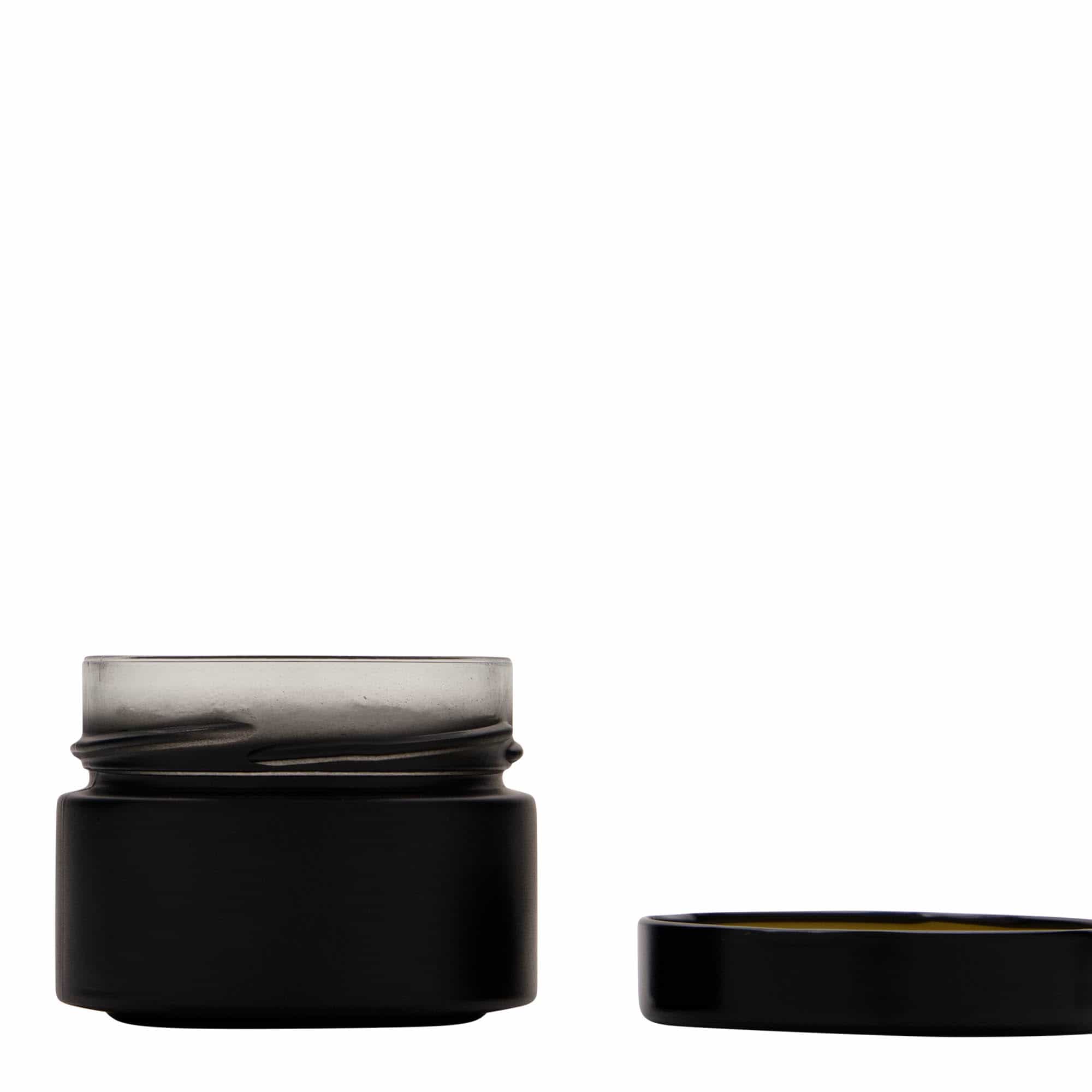 130 ml kulatá sklenice „Aurora“, černá, hrdlo: Deep-Twist-off (DTO 66)