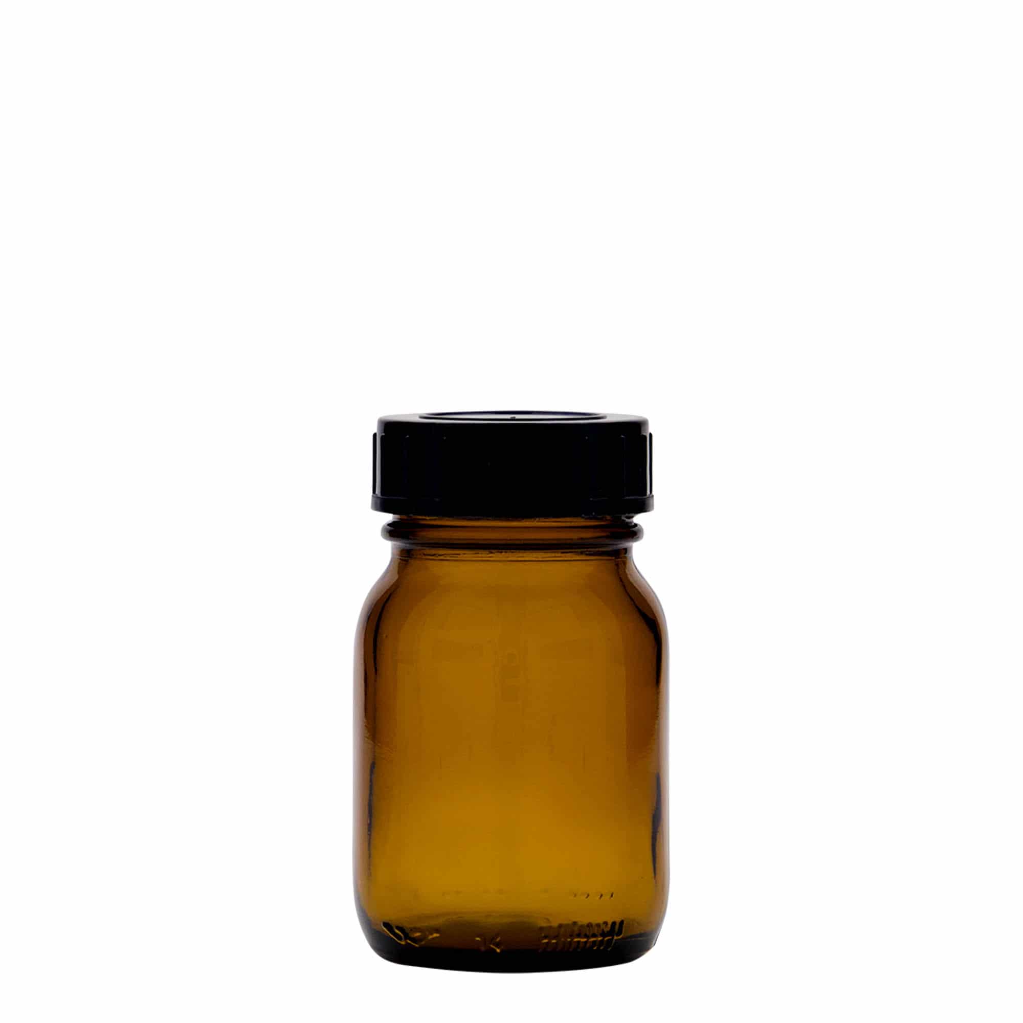 Sklenice s širokým hrdlem 75 ml, hnědá, uzávěr: DIN 40