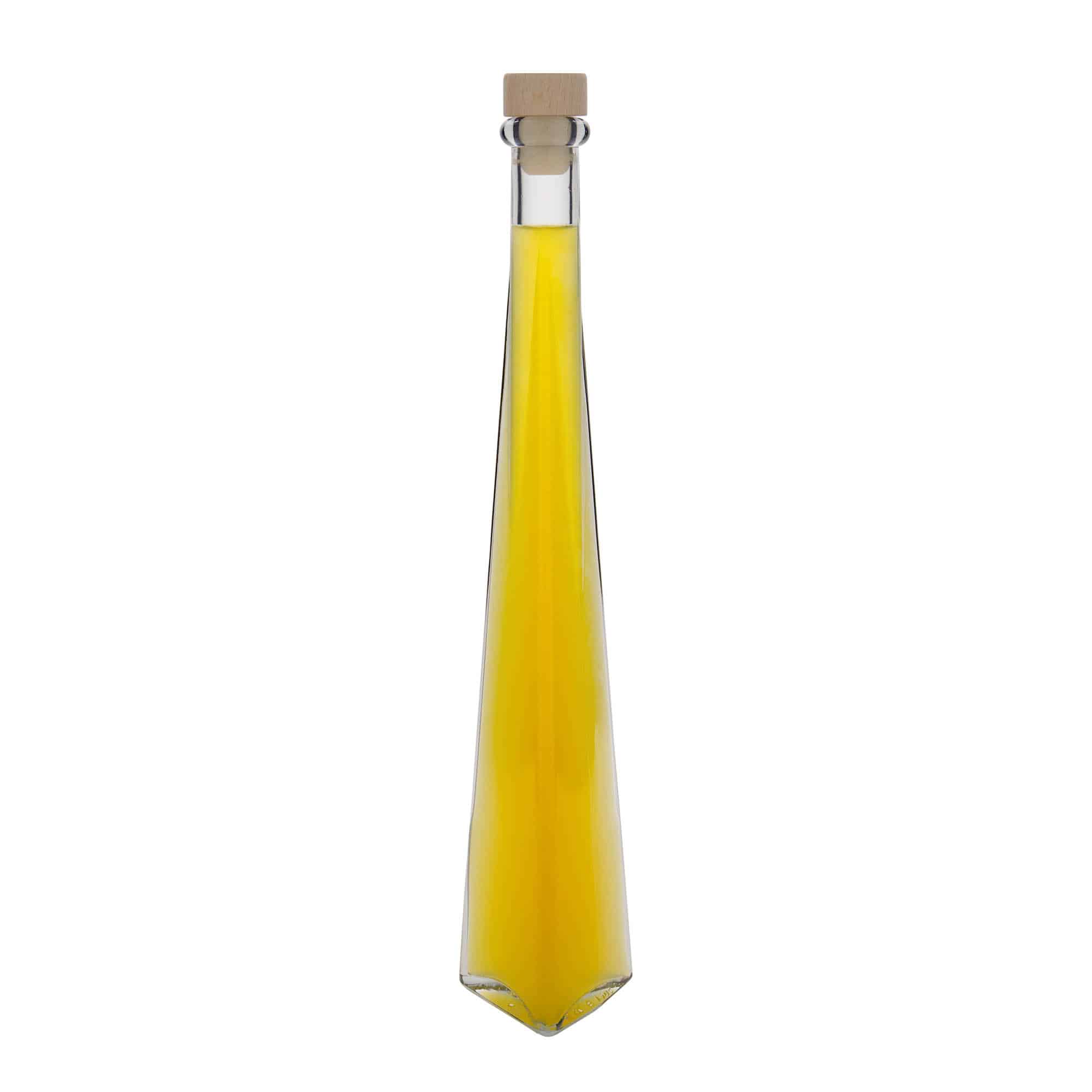 200 ml skleněná láhev 'Dama Triangolore', trojúhelníková, hrdlo: korkové