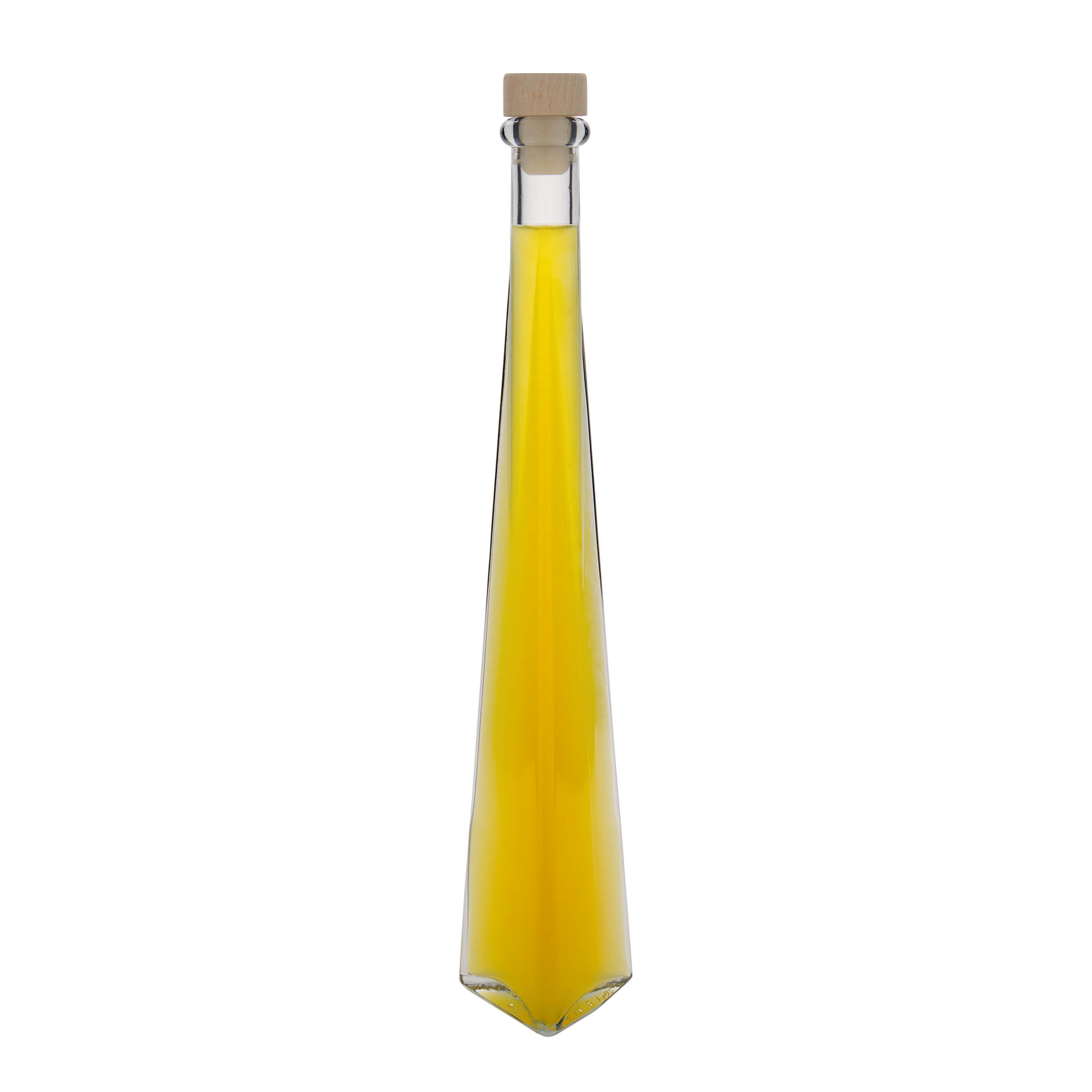 200 ml skleněná láhev 'Dama Triangolore', trojúhelníková, hrdlo: korkové