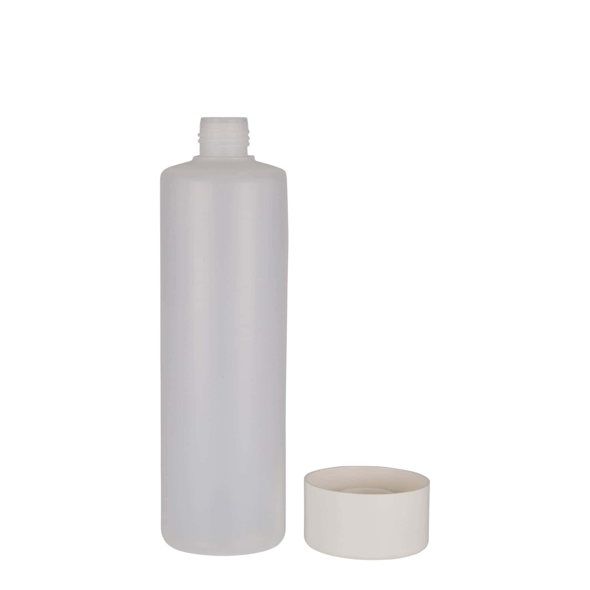 Kulatá lahev 500 ml, plast PE, přírodní, uzávěr: šroubovací uzávěr