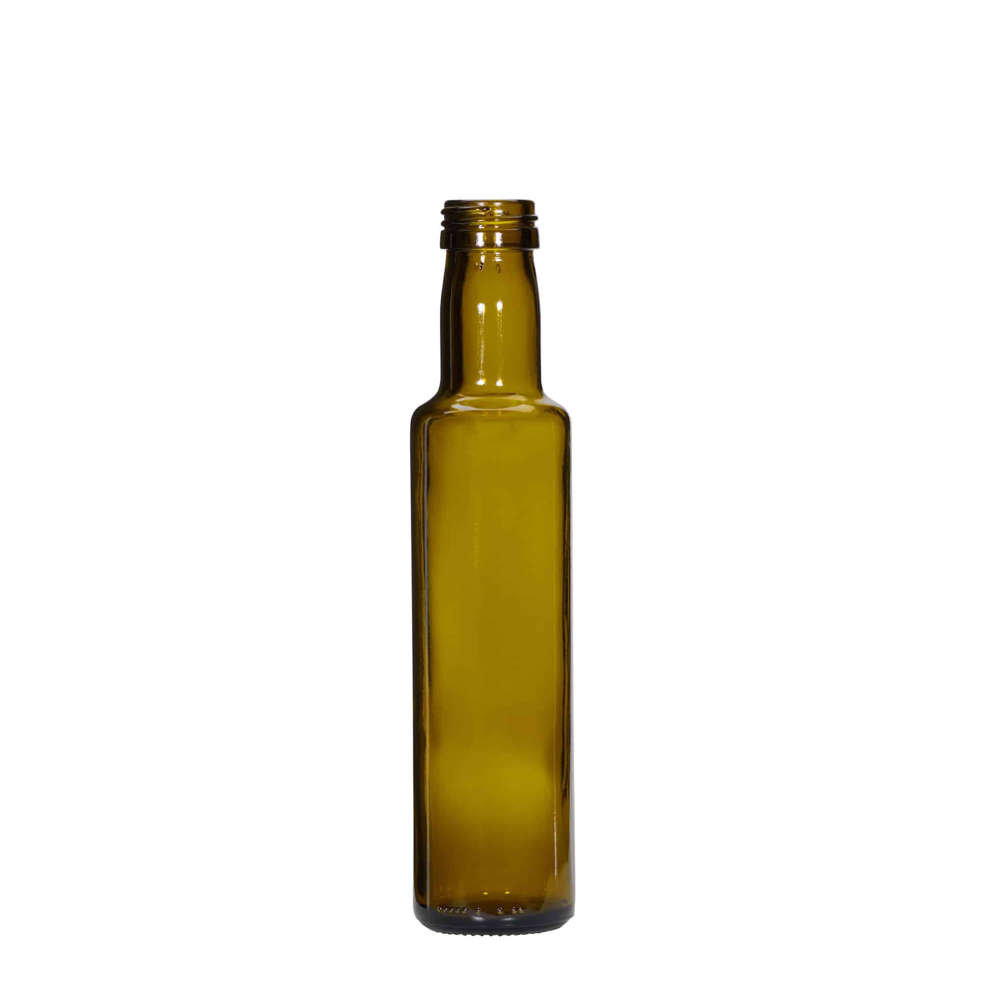 250 ml skleněná láhev „Dorica“, antikzelená, hrdlo: PP 31,5