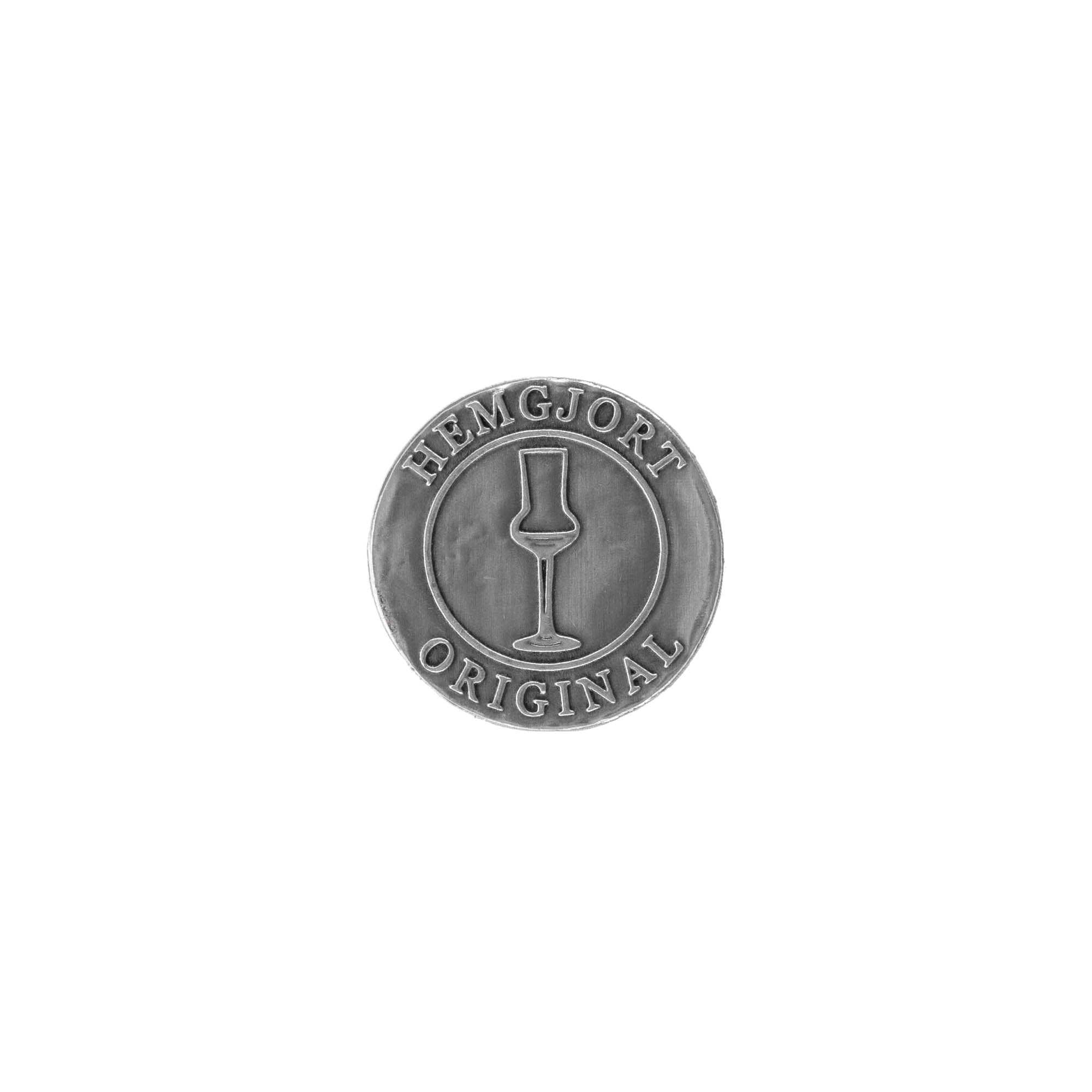 Cínový štítek 'Hemgjort Original', kulatý, kov, stříbrný