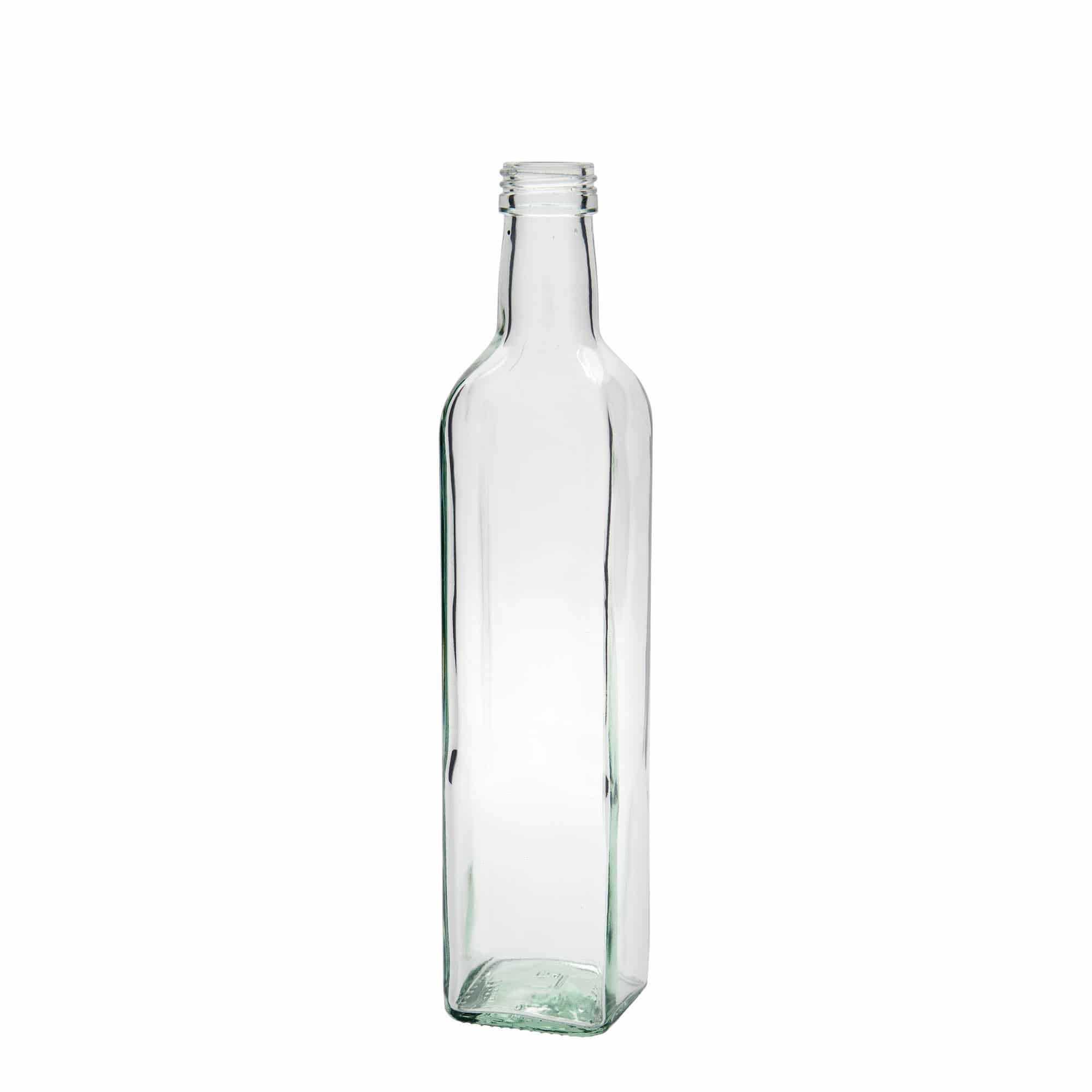 500 ml skleněná láhev „Marasca“, čtvercová, hrdlo: PP 31,5