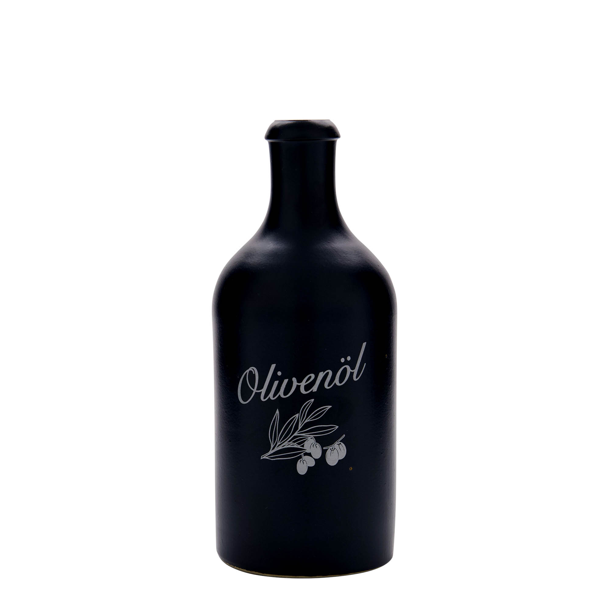 500 ml keramický džbán, motiv: olivový olej, kamenina, černý, hrdlo: korek 500 ml keramický džbán, motiv: olivový olej, kamenina, černý, hrdlo: korek