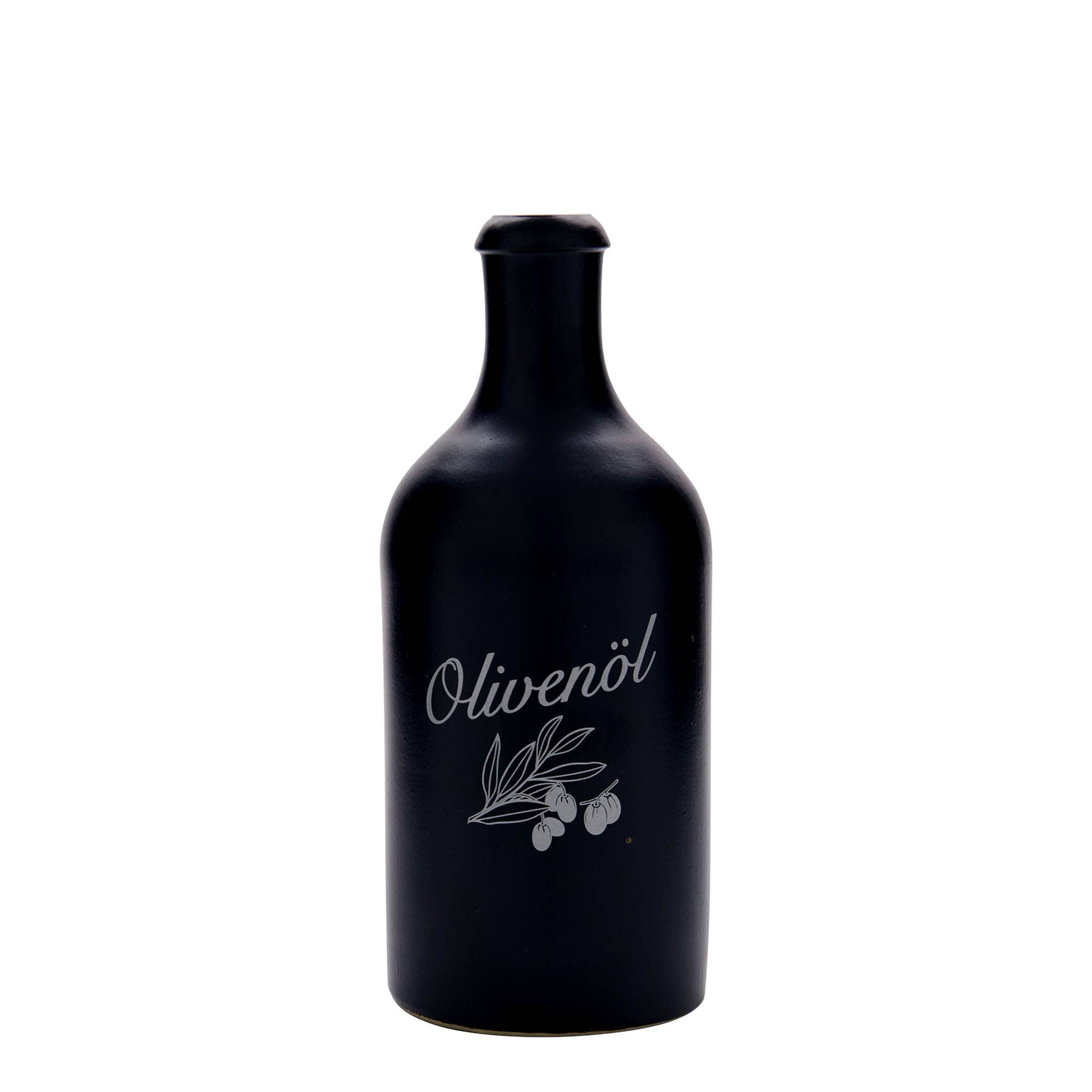 500 ml keramický džbán, motiv: olivový olej, kamenina, černý, hrdlo: korek